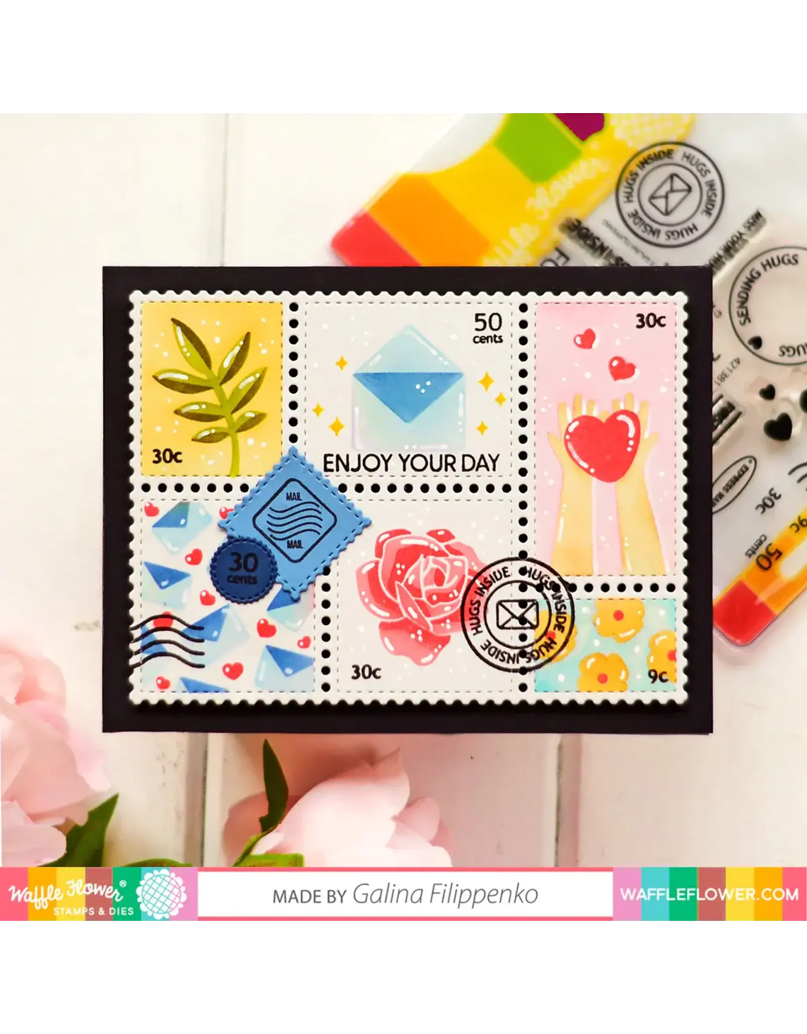 WAFFLE FLOWER WAFFLE FLOWER POSTAGE COLLAGE DIE SET
