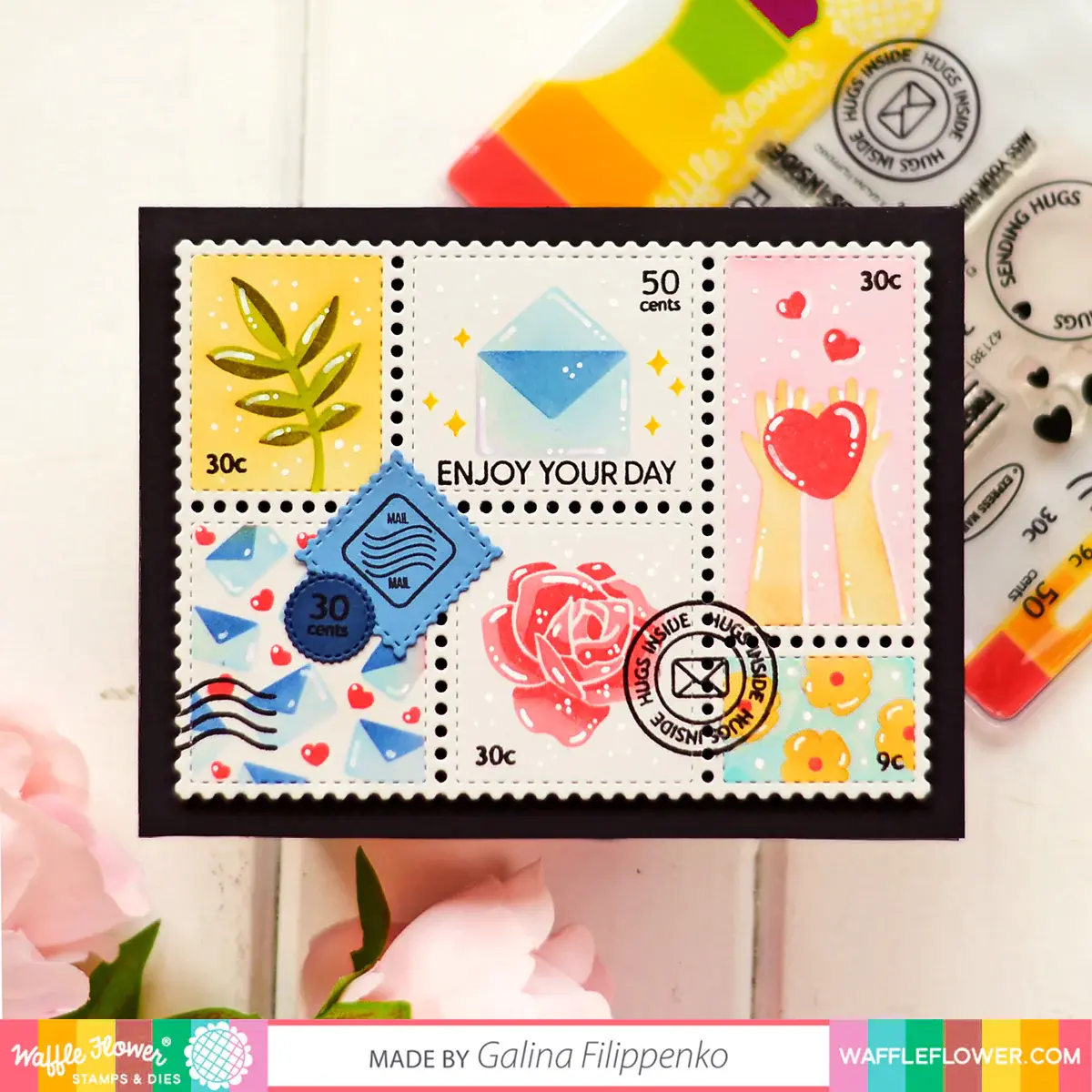 WAFFLE FLOWER WAFFLE FLOWER POSTAGE COLLAGE DIE SET