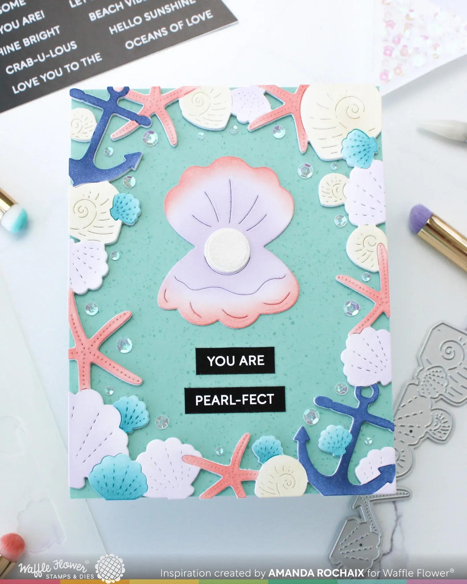 WAFFLE FLOWER WAFFLE FLOWER SEASHELL FRAME COLORING STENCIL SET