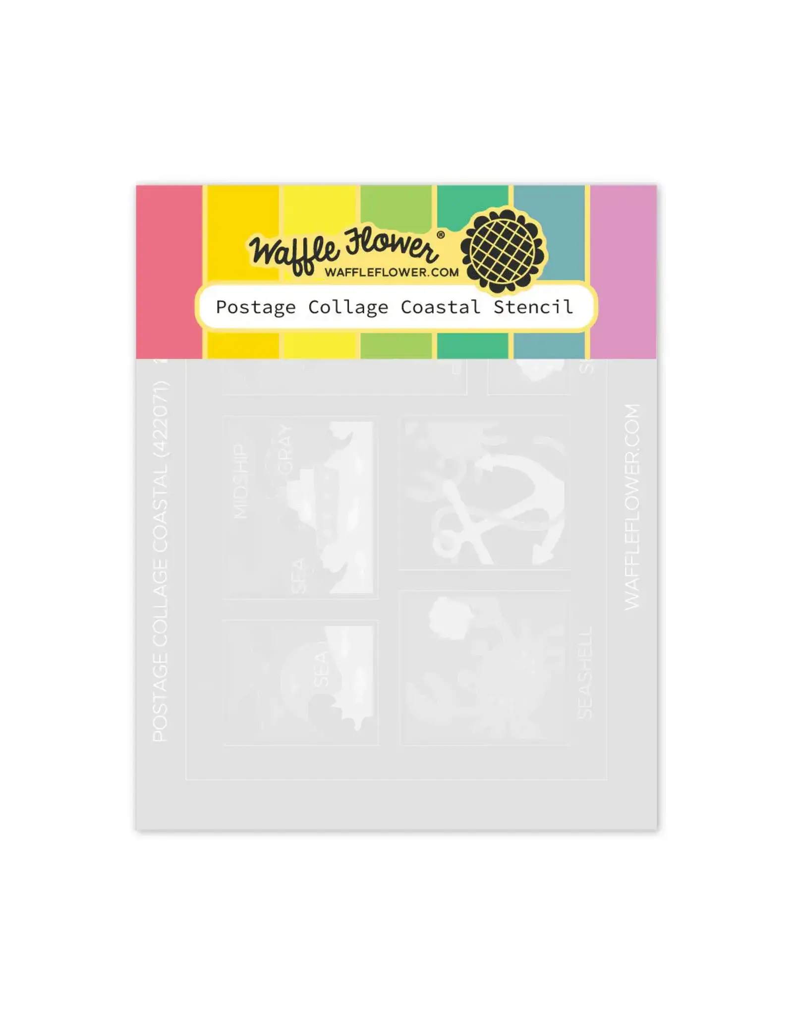 WAFFLE FLOWER WAFFLE FLOWER POSTAGE COLLAGE COASTAL STENCIL SET