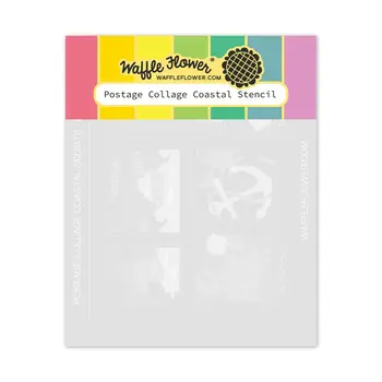 WAFFLE FLOWER WAFFLE FLOWER POSTAGE COLLAGE COASTAL STENCIL SET