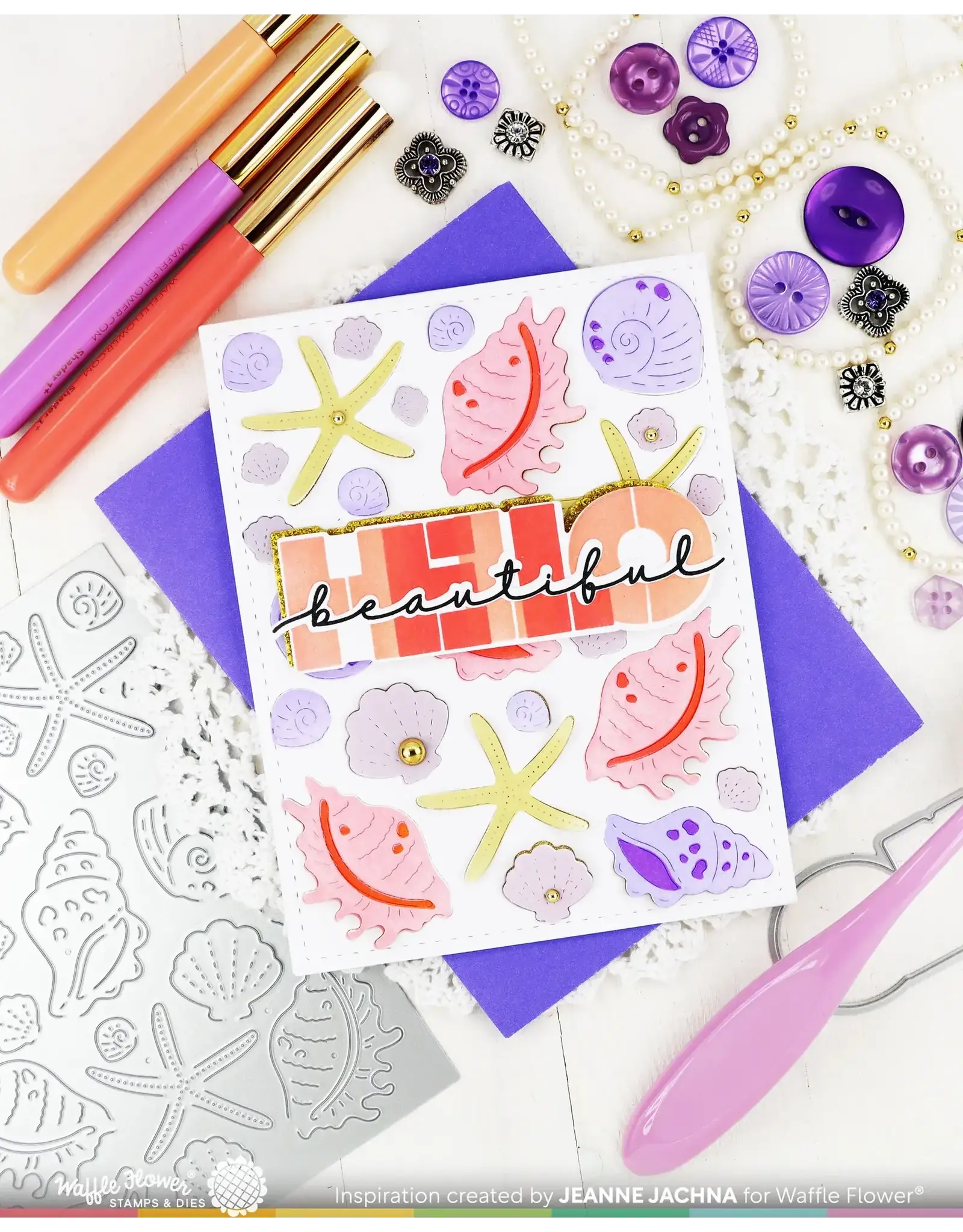 WAFFLE FLOWER WAFFLE FLOWER OVERLAPPING HELLO ADDITIONS MATCHING DIE SET