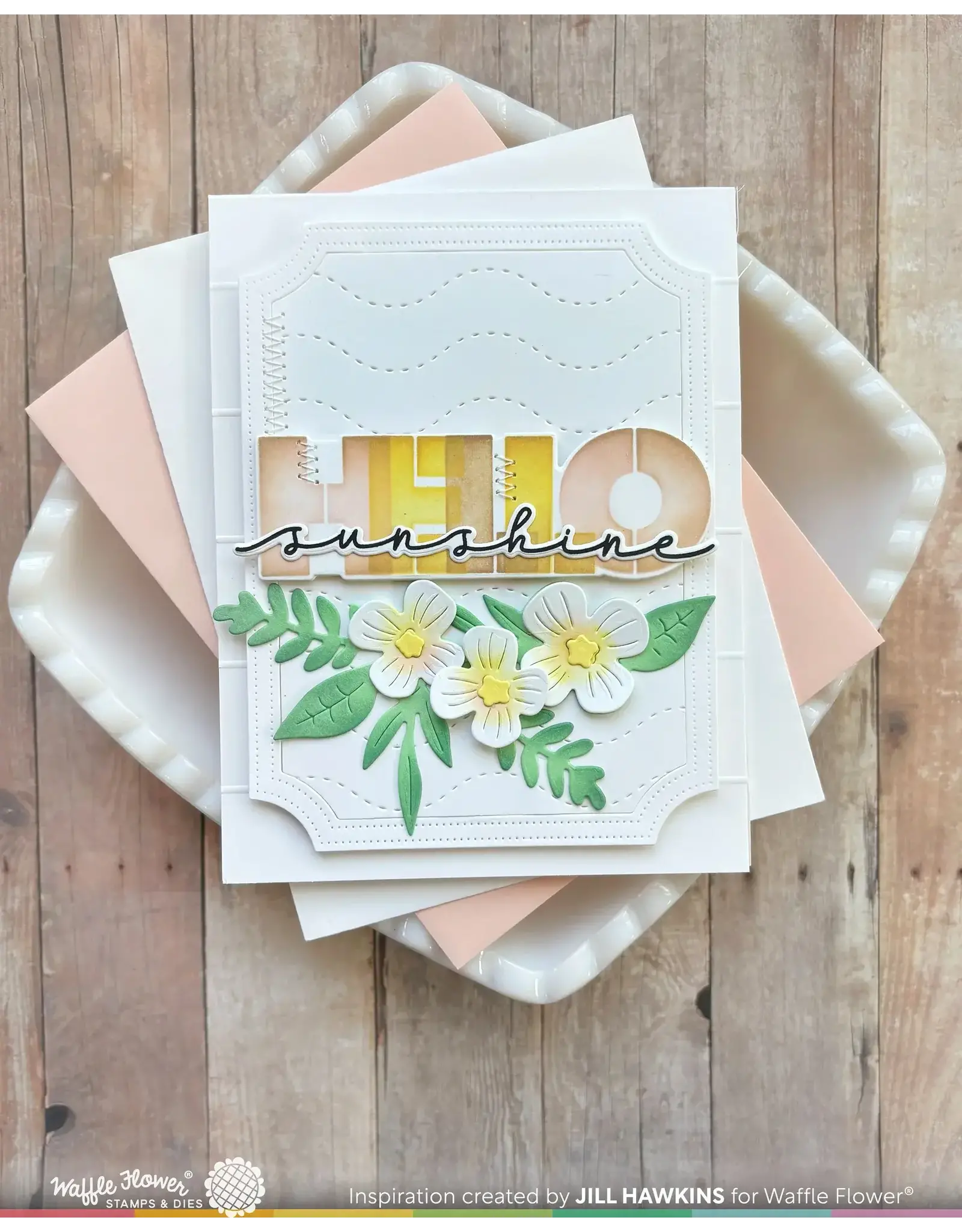 WAFFLE FLOWER WAFFLE FLOWER OVERLAPPING HELLO ADDITIONS MATCHING DIE SET