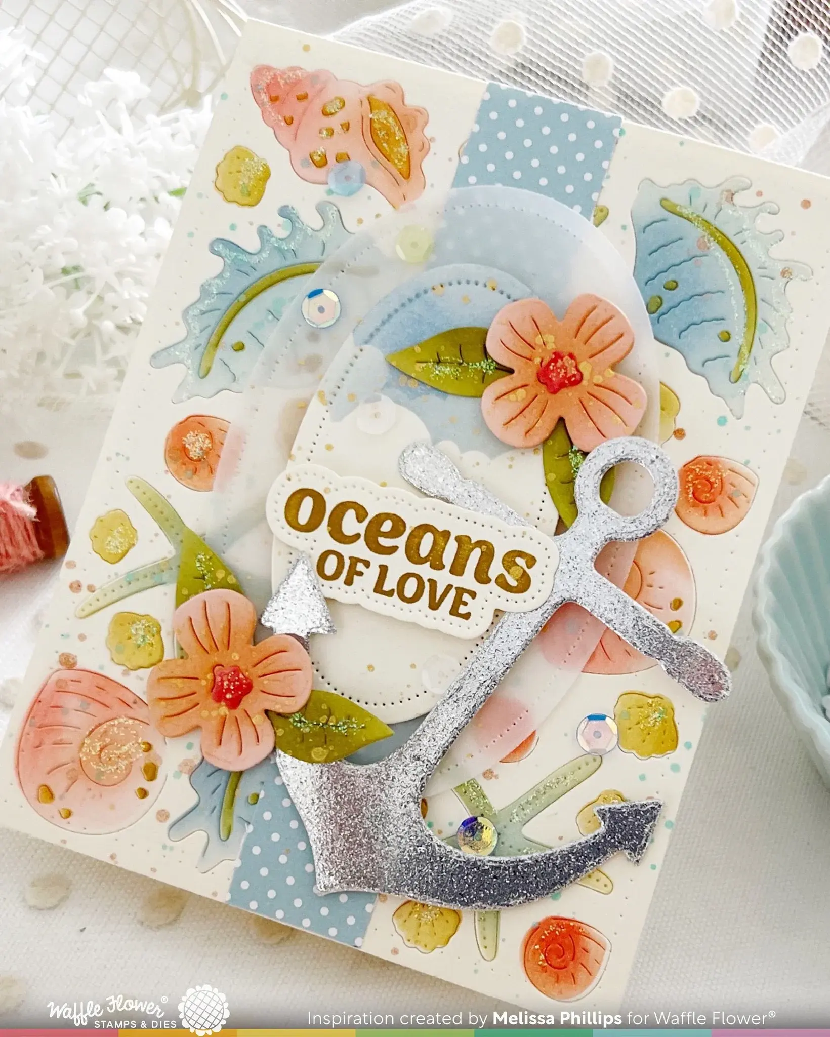 WAFFLE FLOWER WAFFLE FLOWER COASTAL GREETINGS CLEAR STAMP SET AND DIE COMBO