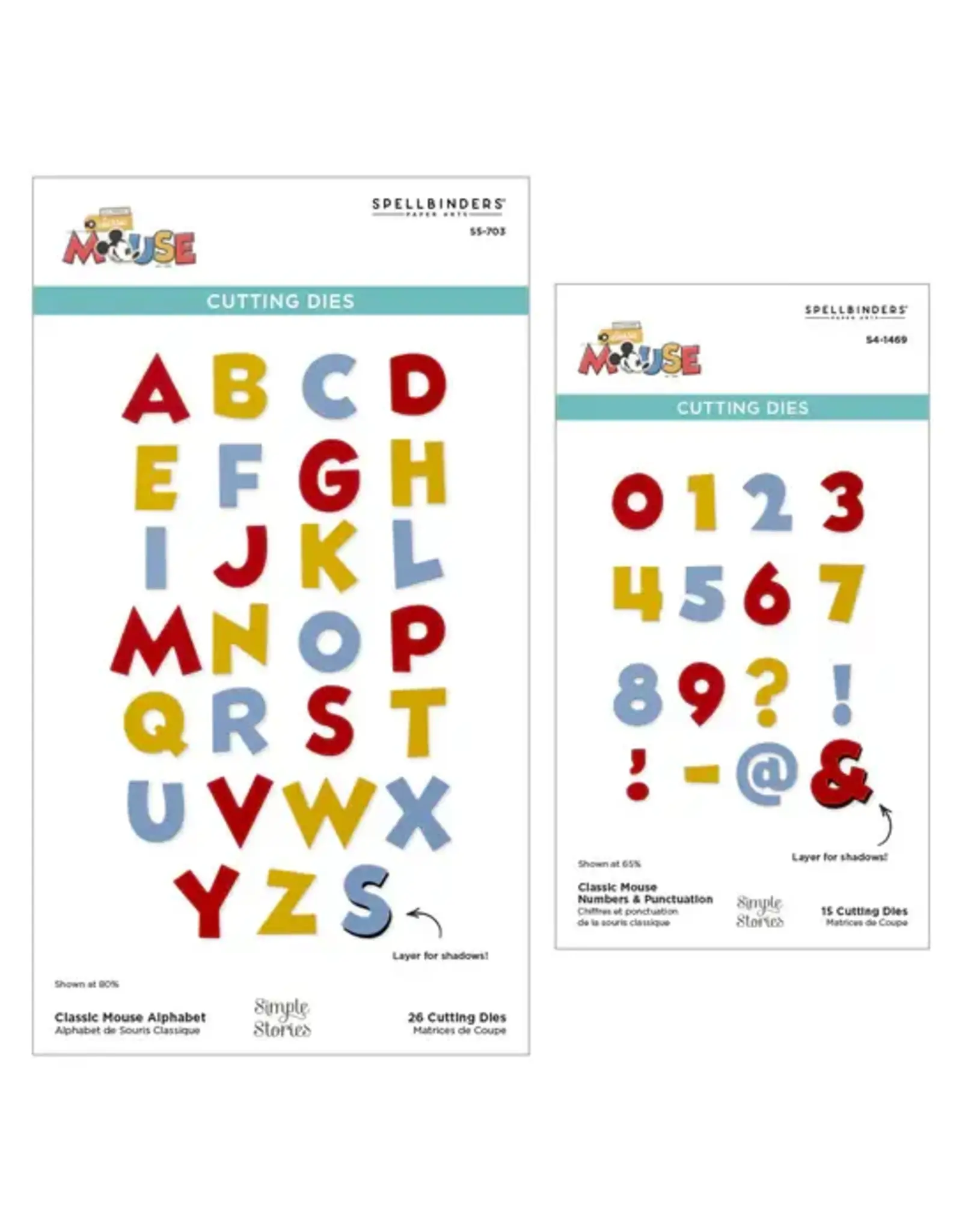 SPELLBINDERS SPELLBINDERS SAY CHEESE CLASSIC MOUSE COLLECTION ALPHABET & NUMBERS DIE BUNDLE