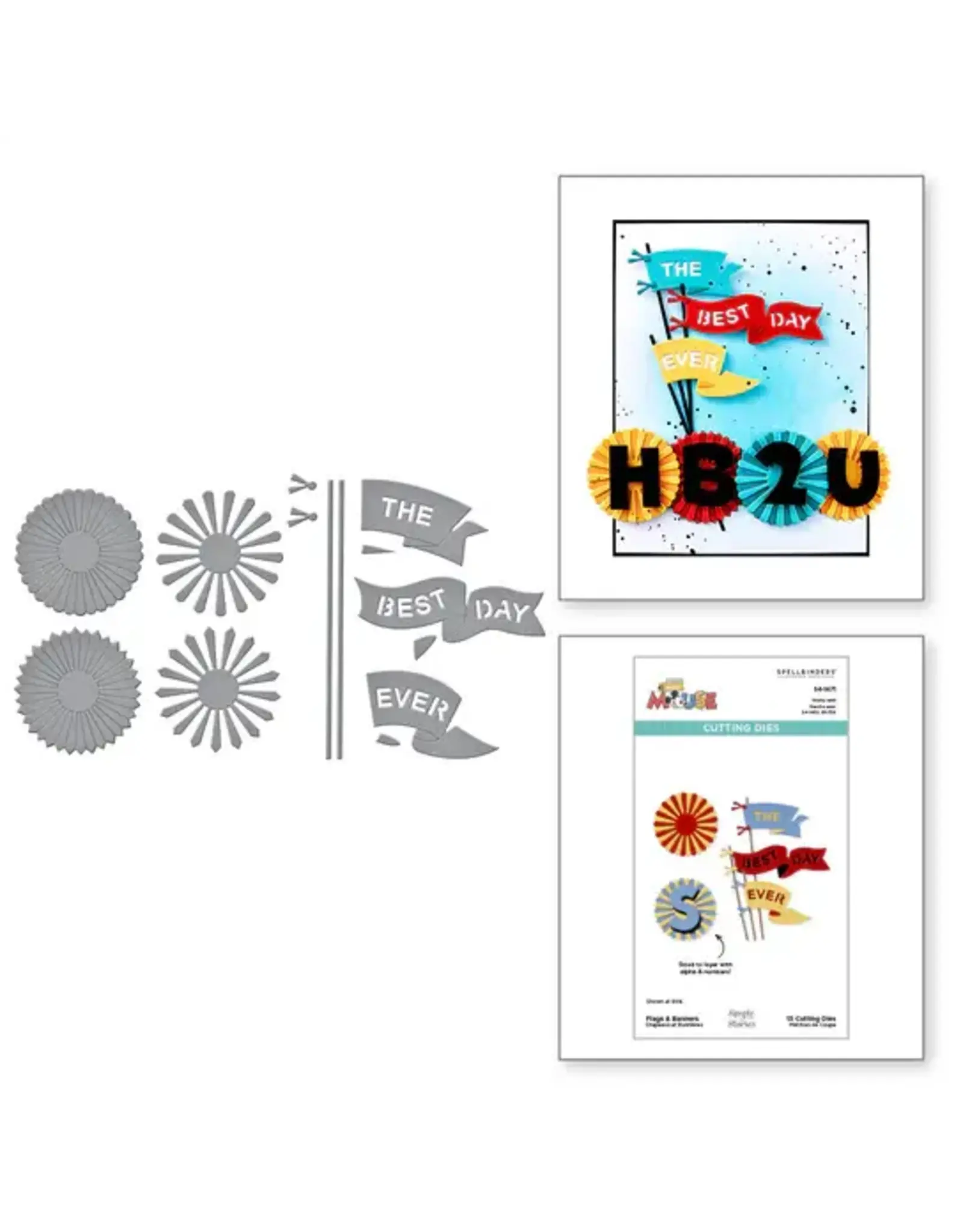 SPELLBINDERS SPELLBINDERS SAY CHEESE CLASSIC MOUSE COLLECTION FLAGS & BANNERS ETCHED DIE SET