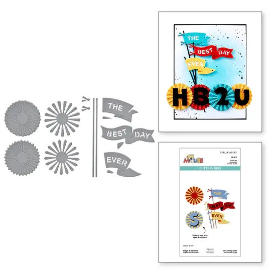 SPELLBINDERS SPELLBINDERS SAY CHEESE CLASSIC MOUSE COLLECTION FLAGS & BANNERS ETCHED DIE SET