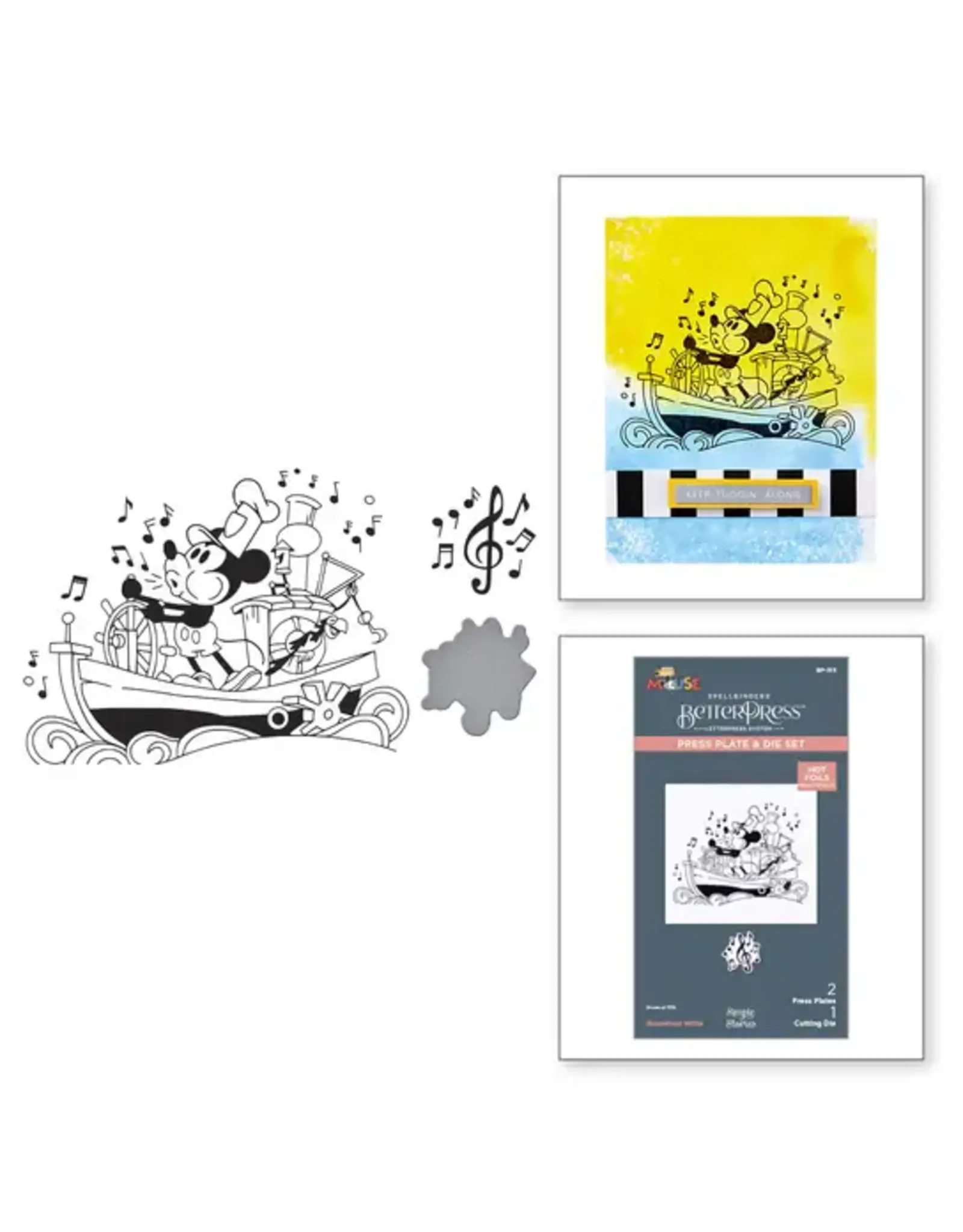 SPELLBINDERS SPELLBINDERS BETTERPRESS SAY CHEESE CLASSIC MOUSE COLLECTION STEAMBOAT WILLIE PRESS PLATE & DIE SET