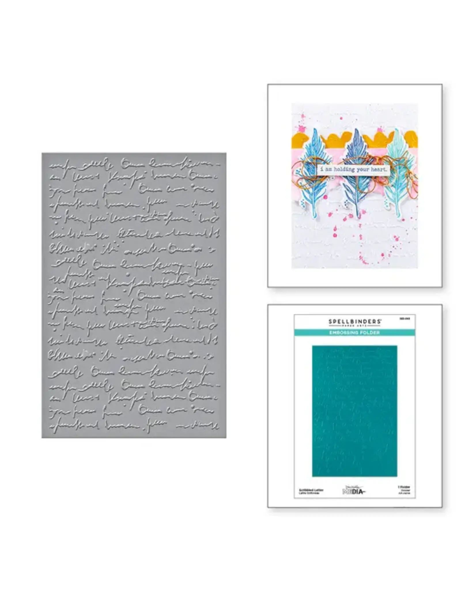 SPELLBINDERS SPELLBINDERS DINA WAKLEY COLLAGED BIRDS COLLECTION SCRIBBLED LETTER 3D EMBOSSING FOLDER