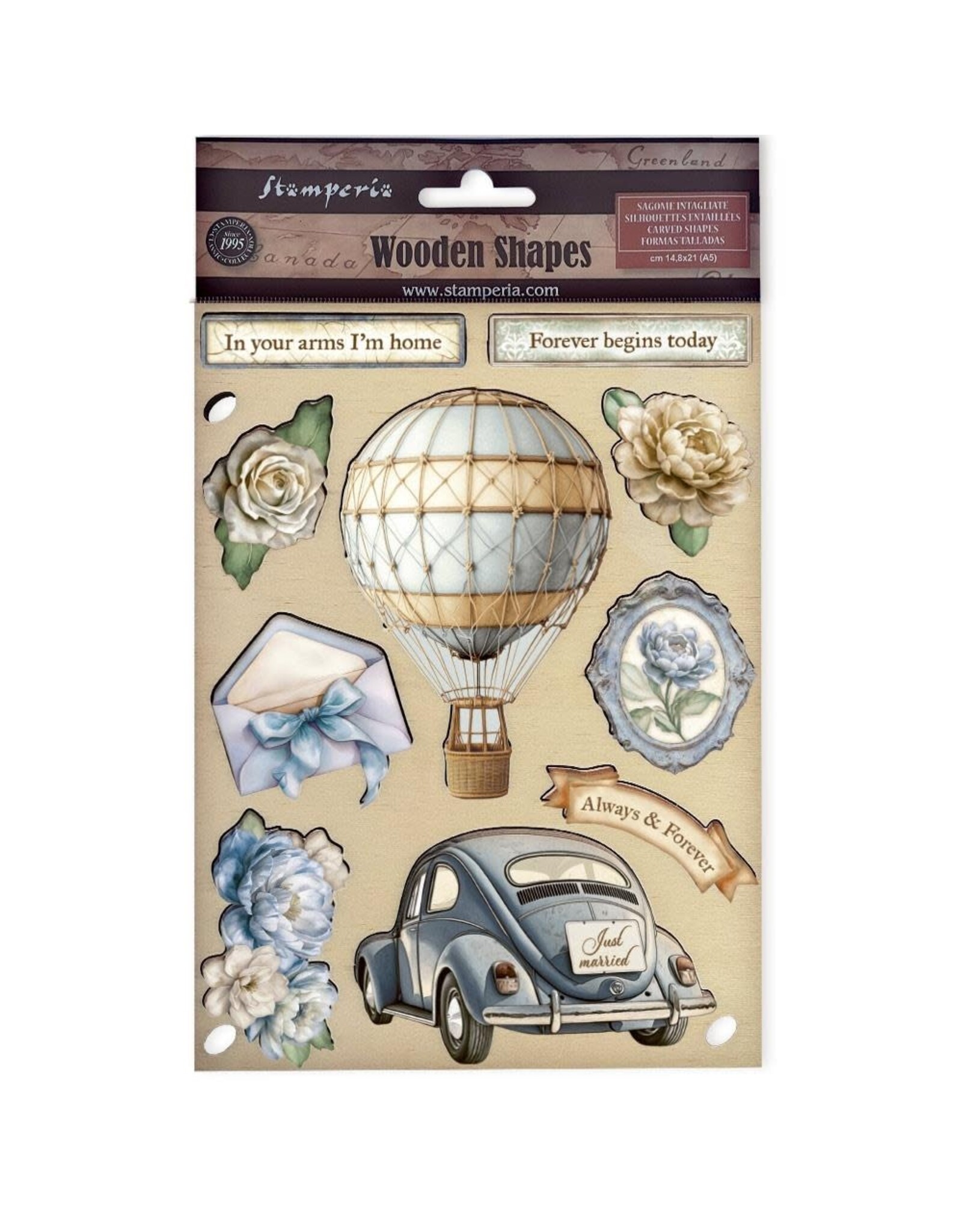STAMPERIA STAMPERIA TIMELESS A5 COLORED WOODEN SHAPES