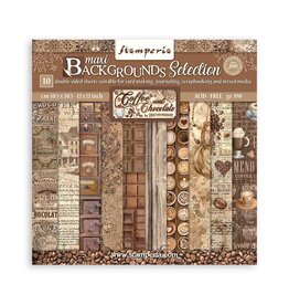 STAMPERIA STAMPERIA COFFEE AND CHOCOLATE BACKGROUNDS SELECTION 12X12 COLLECTION PACK 10 SHEETS