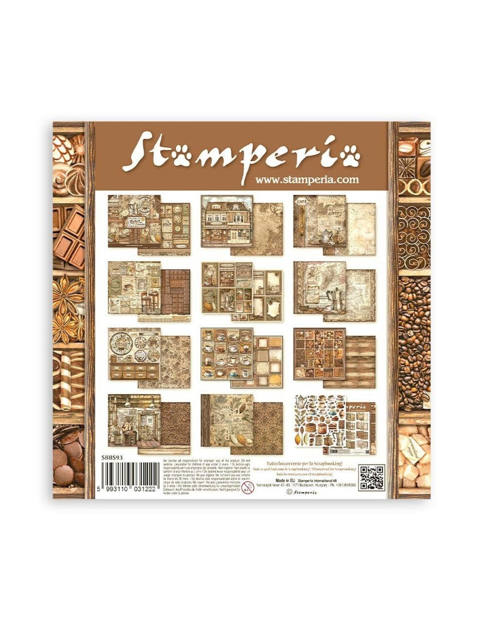 STAMPERIA STAMPERIA COFFEE AND CHOCOLATE 8x8 PAPER PACK 10 SHEETS