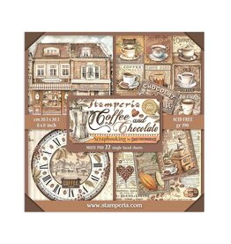 STAMPERIA STAMPERIA COFFEE AND CHOCOLATE MAXI PAD 8x8 PAPER PACK 22 SINGLE FACED SHEETS