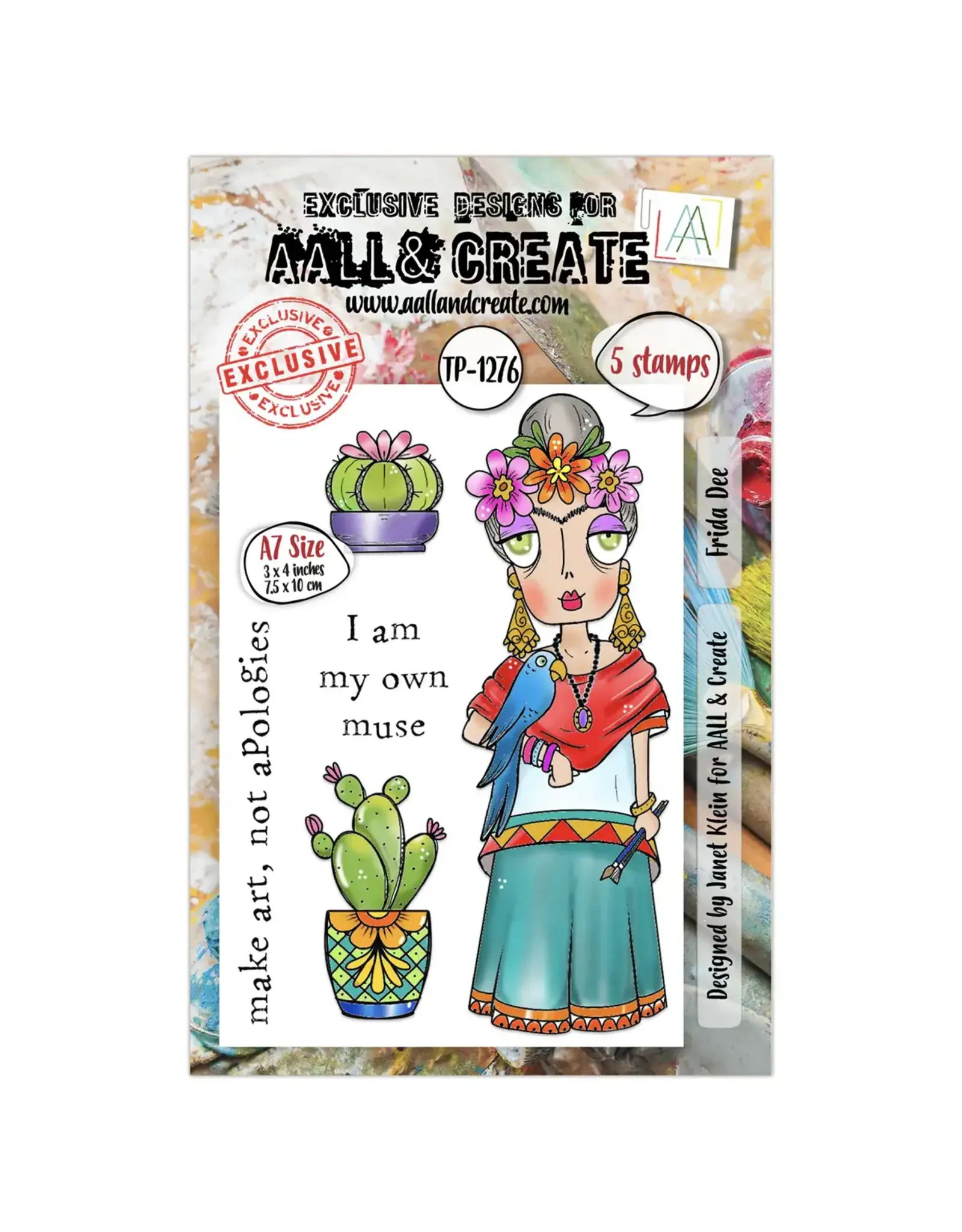 AALL & CREATE AALL & CREATE JANET KLEIN #1276 FRIDA DEE A7 CLEAR STAMP SET