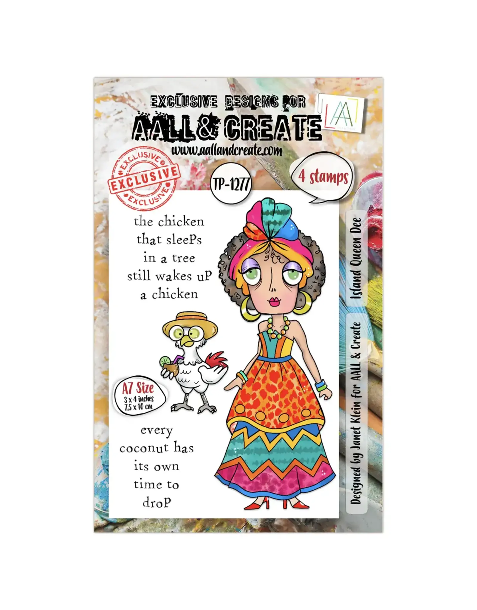 AALL & CREATE AALL & CREATE JANET KLEIN #1277 QUEEN DEE A7 CLEAR STAMP SET