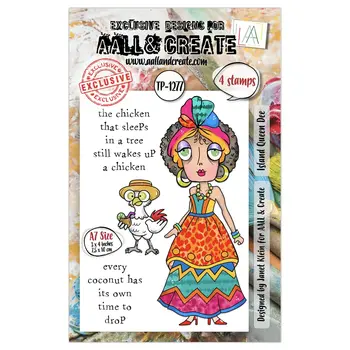 AALL & CREATE AALL & CREATE JANET KLEIN #1277 ISLAND QUEEN DEE A7 CLEAR STAMP SET