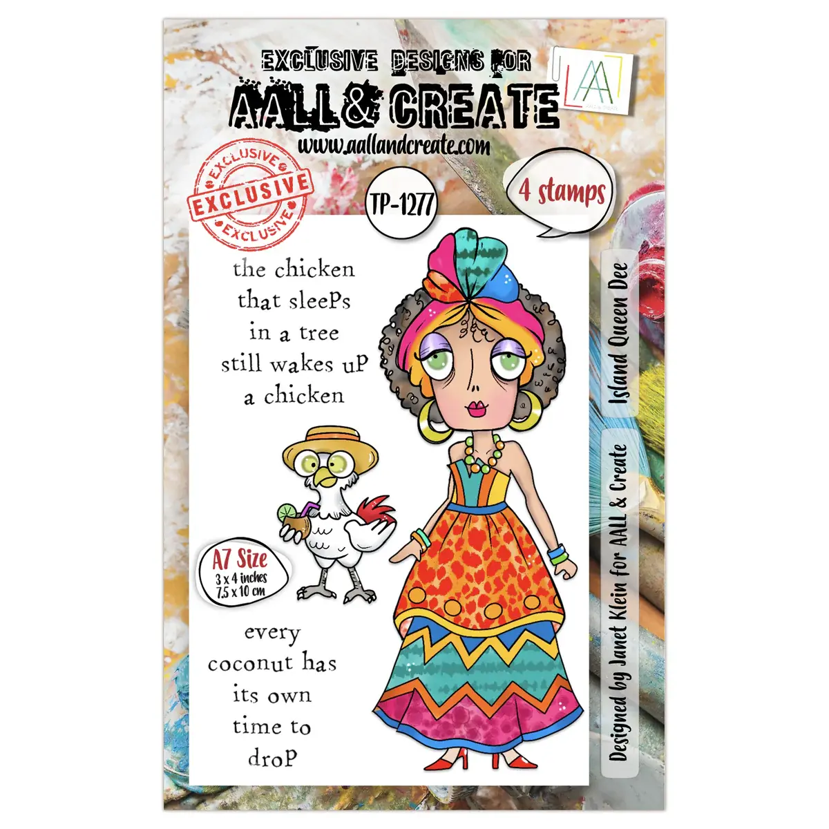 AALL & CREATE AALL & CREATE JANET KLEIN #1277 ISLAND QUEEN DEE A7 CLEAR STAMP SET