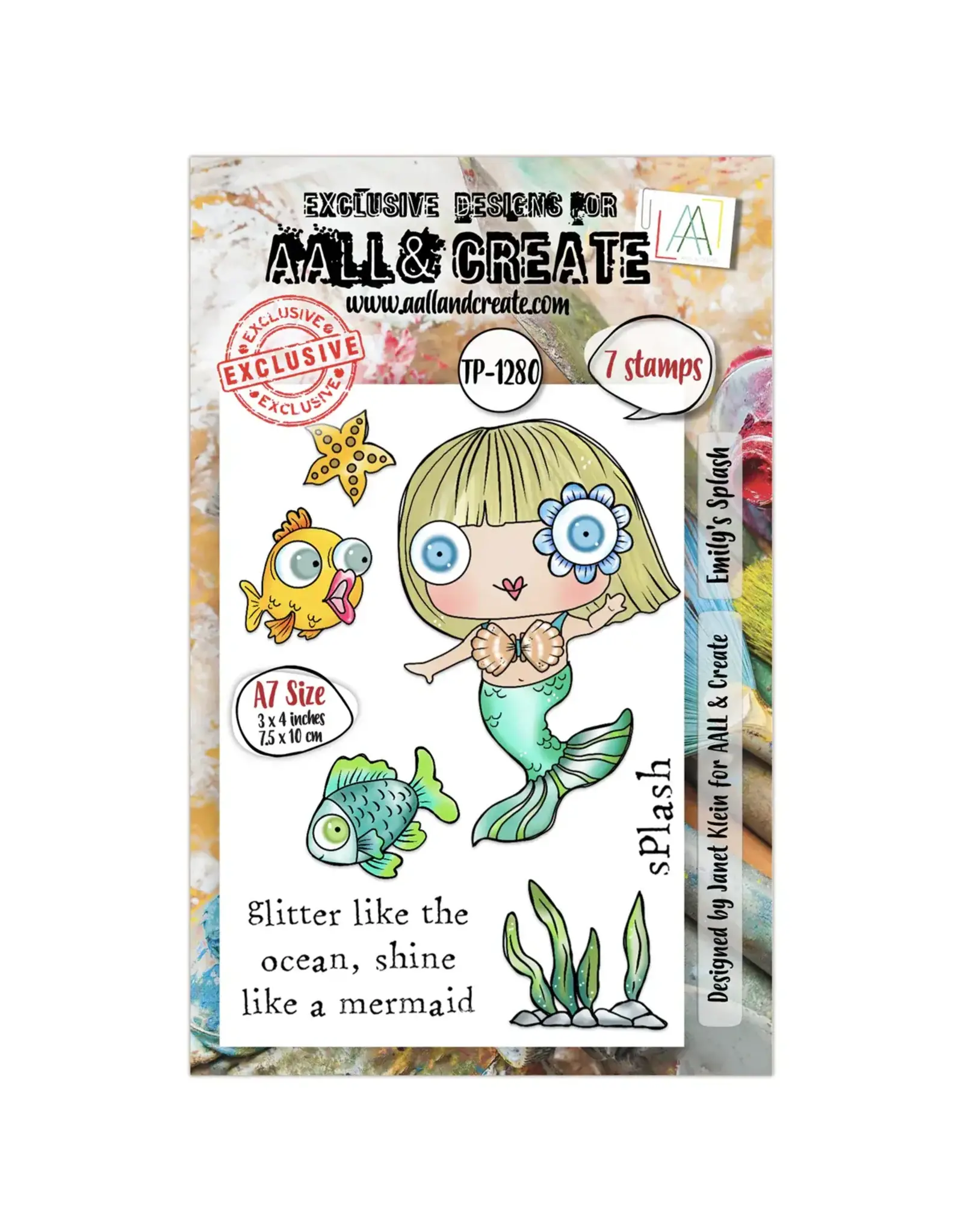 AALL & CREATE AALL & CREATE JANET KLEIN #1280 EMILY'S SPLASH A7 CLEAR STAMP SET