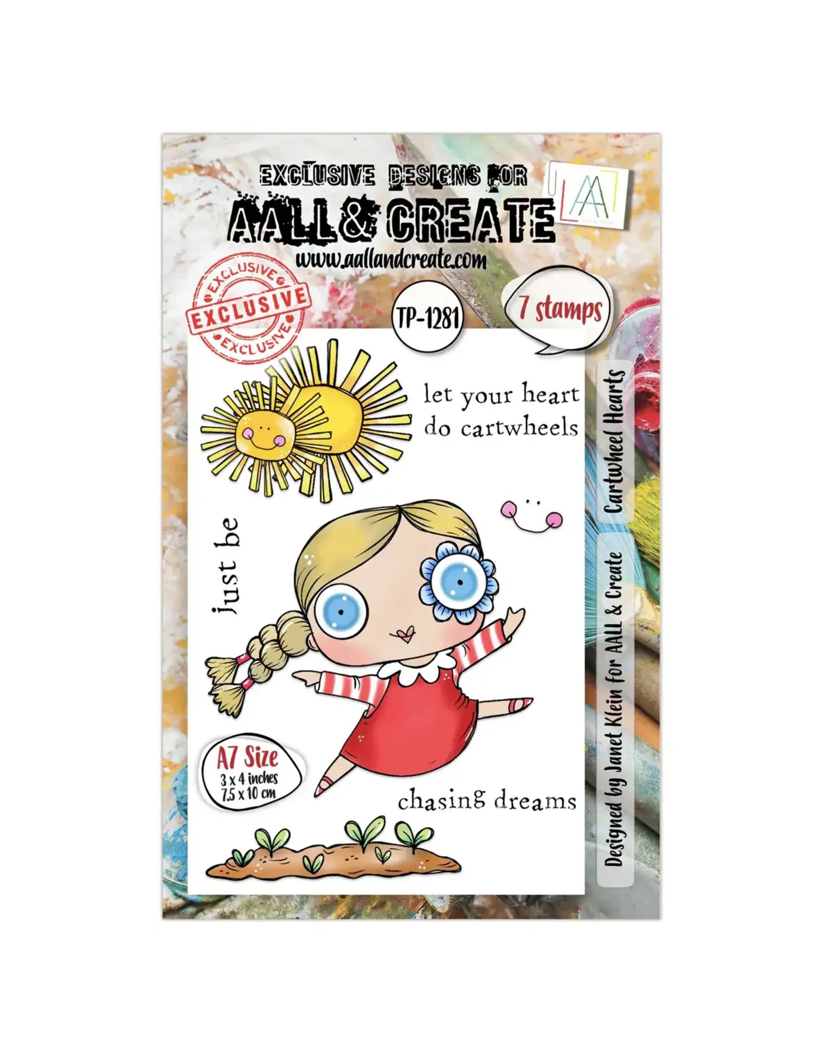 AALL & CREATE AALL & CREATE JANET KLEIN #1281 CARTWHEEL HEARTS A7 CLEAR STAMP SET