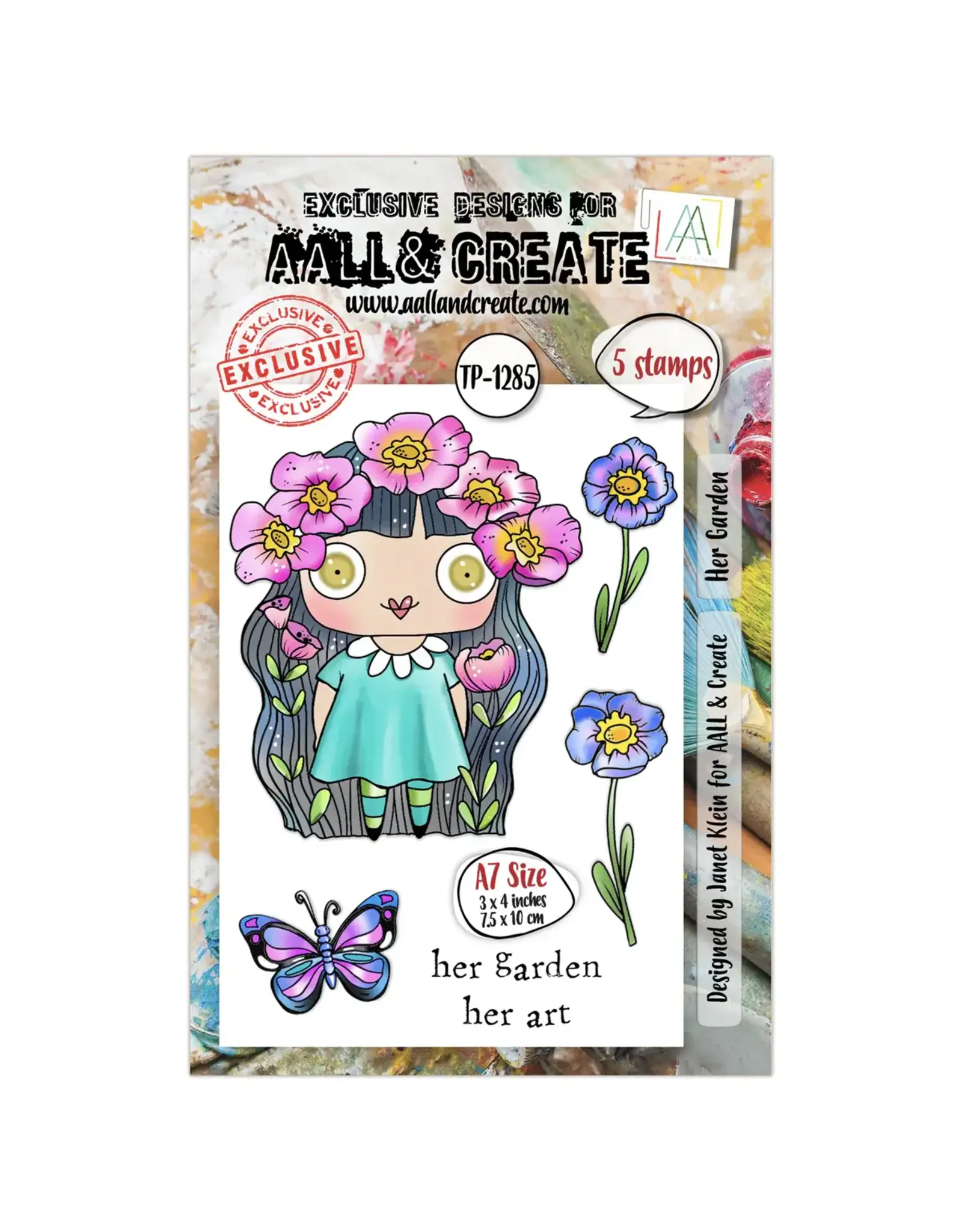 AALL & CREATE AALL & CREATE JANET KLEIN #1285 HER GARDEN A7 CLEAR STAMP SET