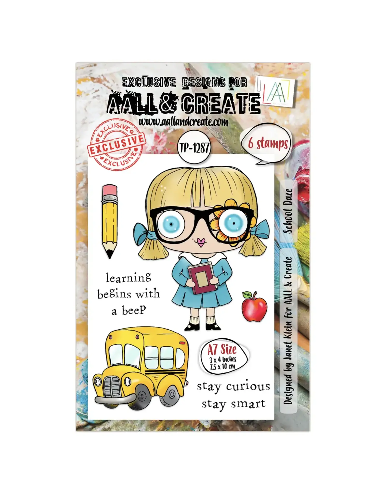 AALL & CREATE AALL & CREATE JANET KLEIN #1287 SCHOOL DAZE A7 CLEAR STAMP SET