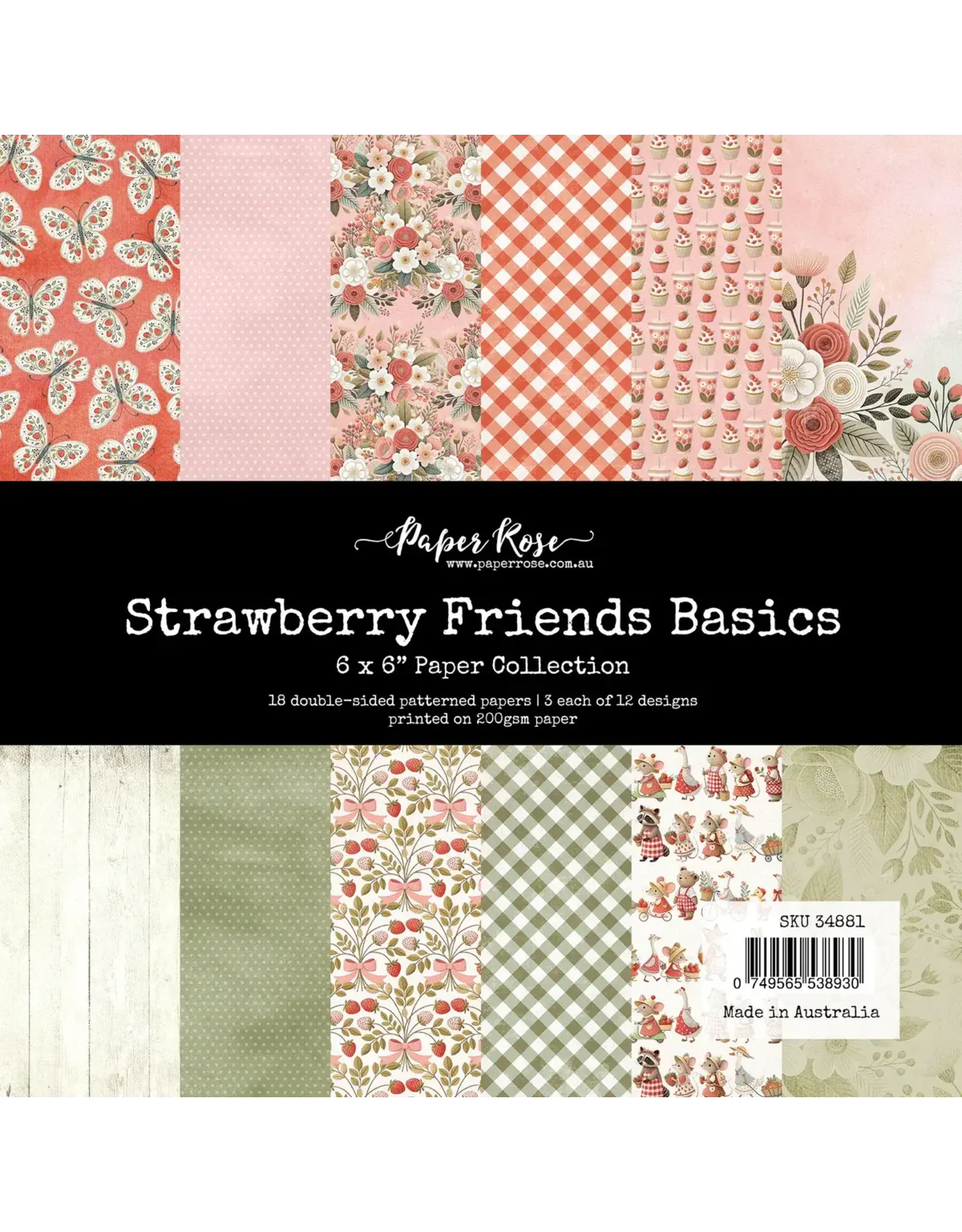 PAPER ROSE PAPER ROSE STRAWBERRY FRIENDS BASICS 6x6 PAPER COLLECTION