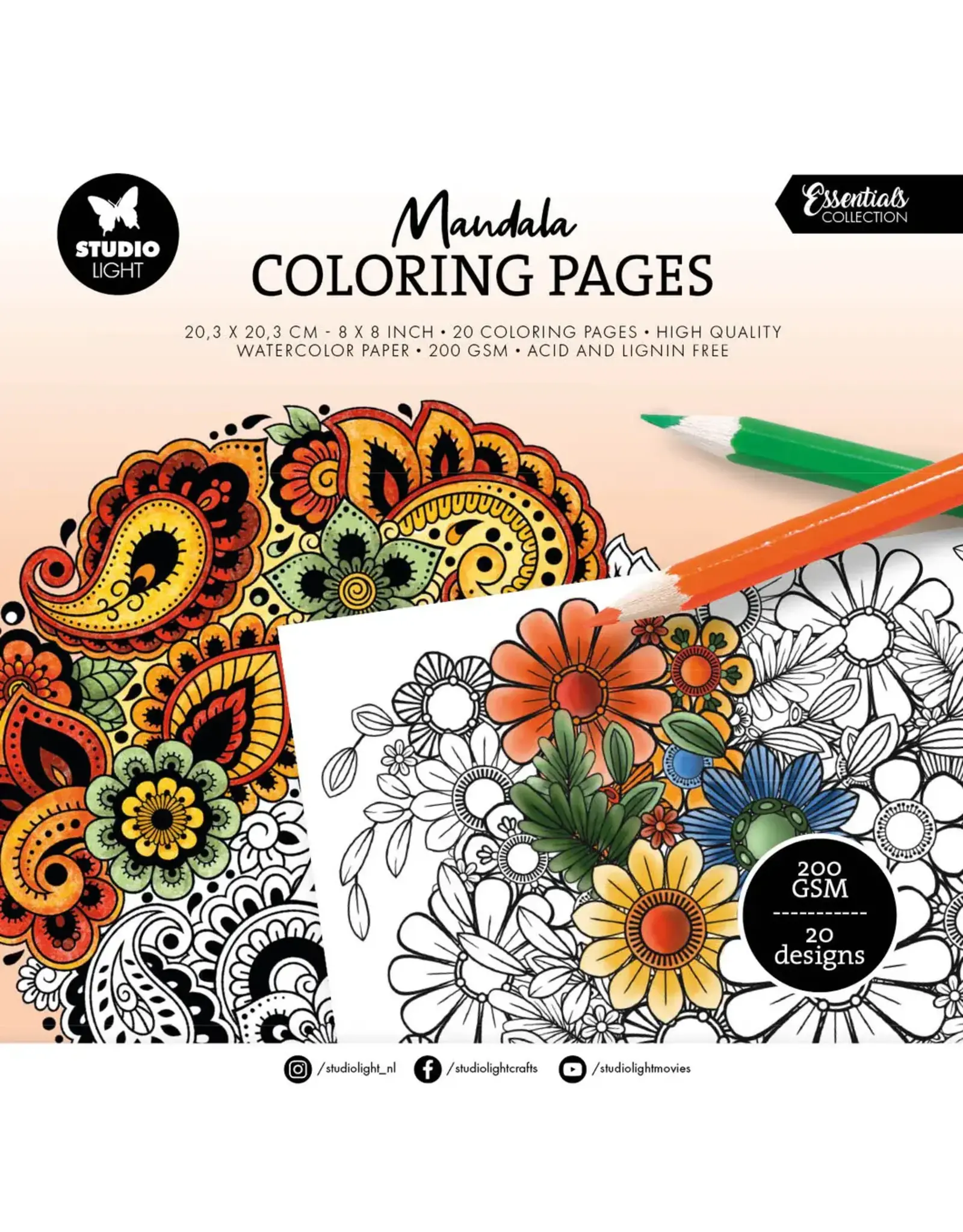 STUDIOLIGHT STUDIOLIGHT MANDALA ESSENTIALS COLORING PAGES 20 SHEETS