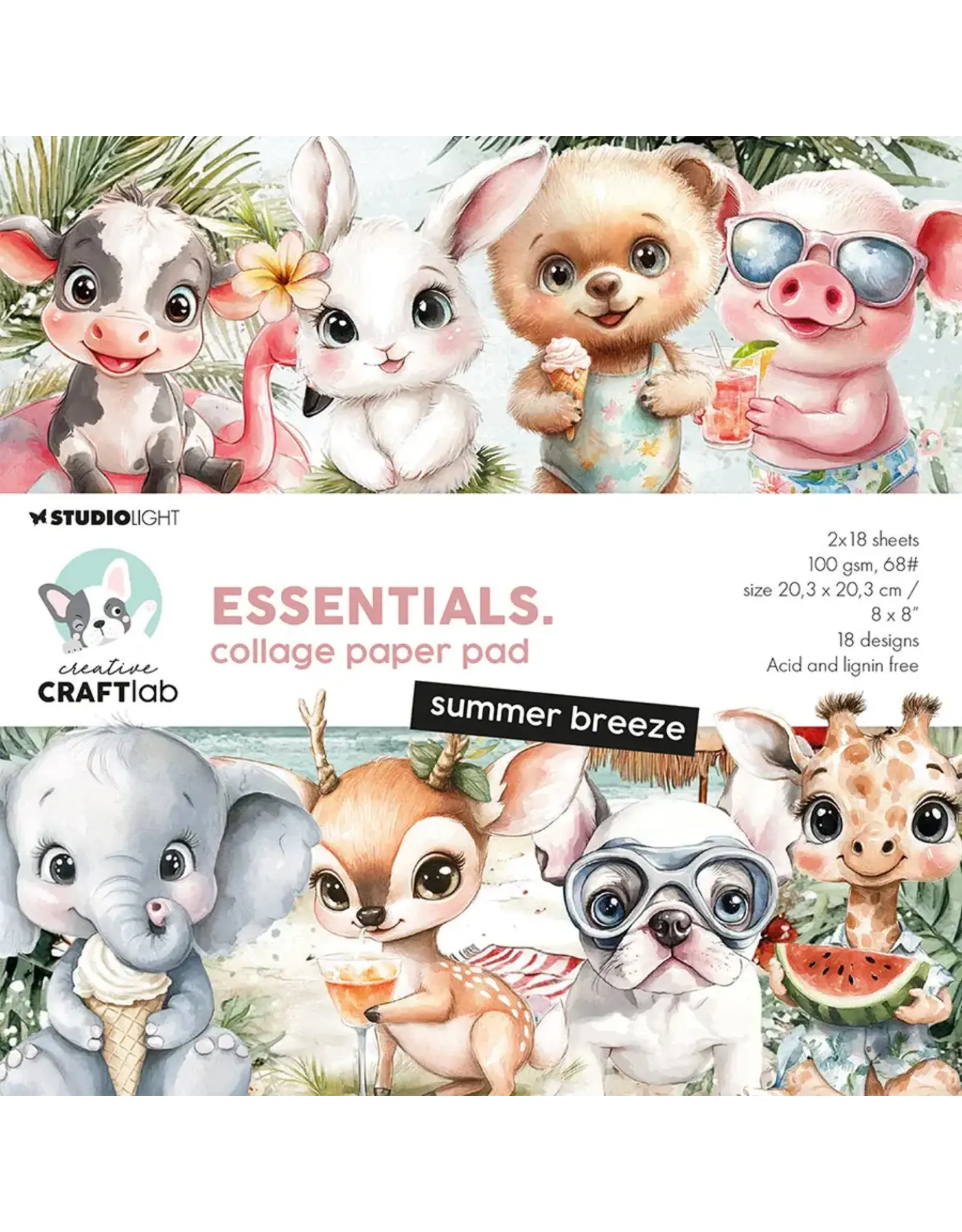 STUDIOLIGHT STUDIOLIGHT ESSENTIALS SUMMER BREEZE 8x8 PAPER PAD