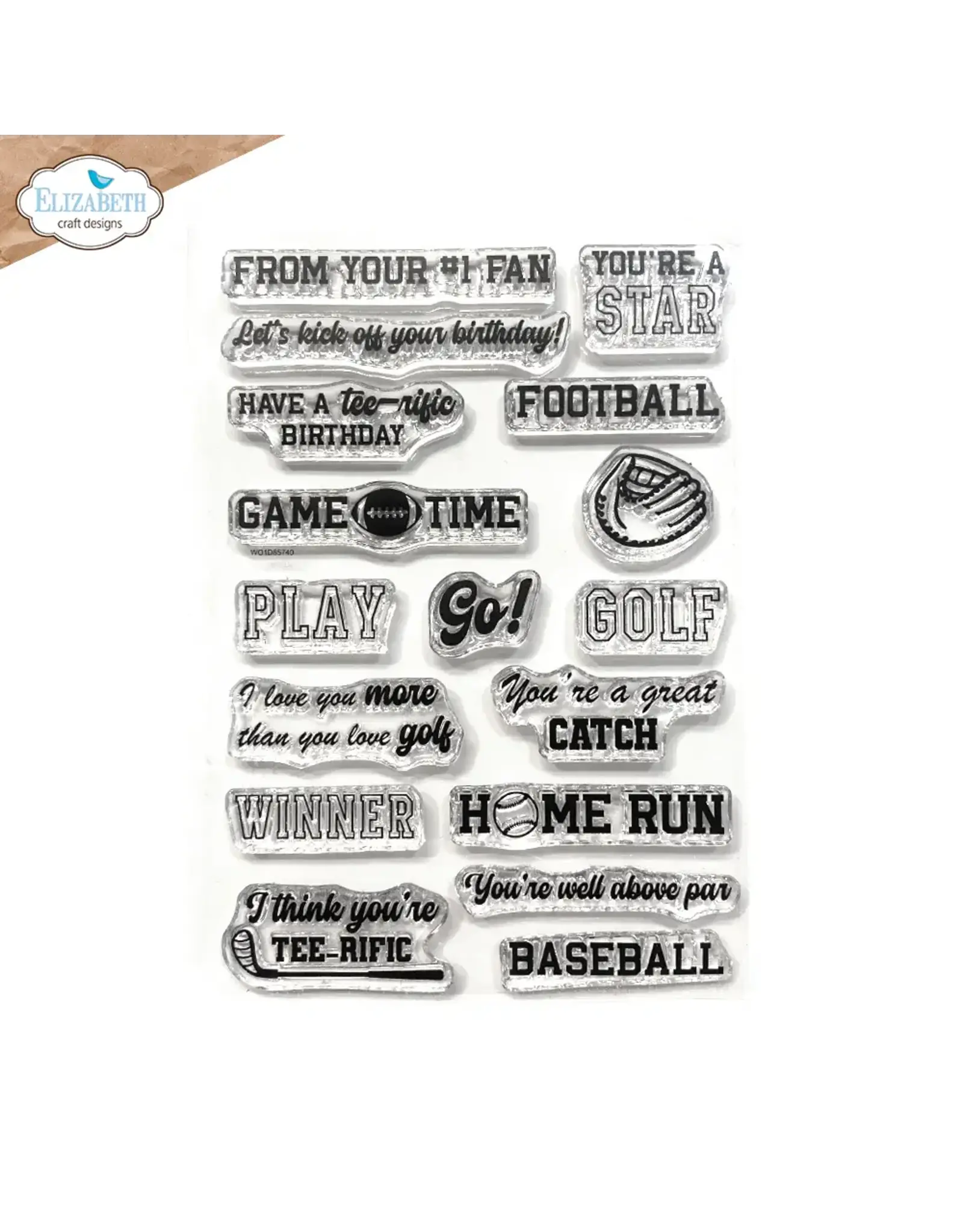 ELIZABETH CRAFT DESIGNS ELIZABETH CRAFT DESIGNS CUTE & WHIMSICAL GOOD TIMES SPORTS SENTIMENTS CLEAR STAMP SET