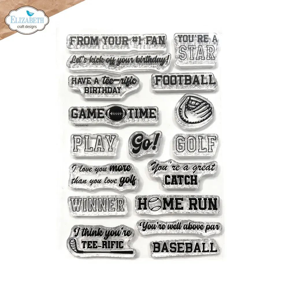 ELIZABETH CRAFT DESIGNS ELIZABETH CRAFT DESIGNS CUTE & WHIMSICAL GOOD TIMES SPORTS SENTIMENTS CLEAR STAMP SET
