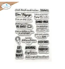ELIZABETH CRAFT DESIGNS ELIZABETH CRAFT DESIGNS CUTE & WHIMSICAL GOOD TIMES SUMMER TRAVEL SENTIMENTS CLEAR STAMP SET
