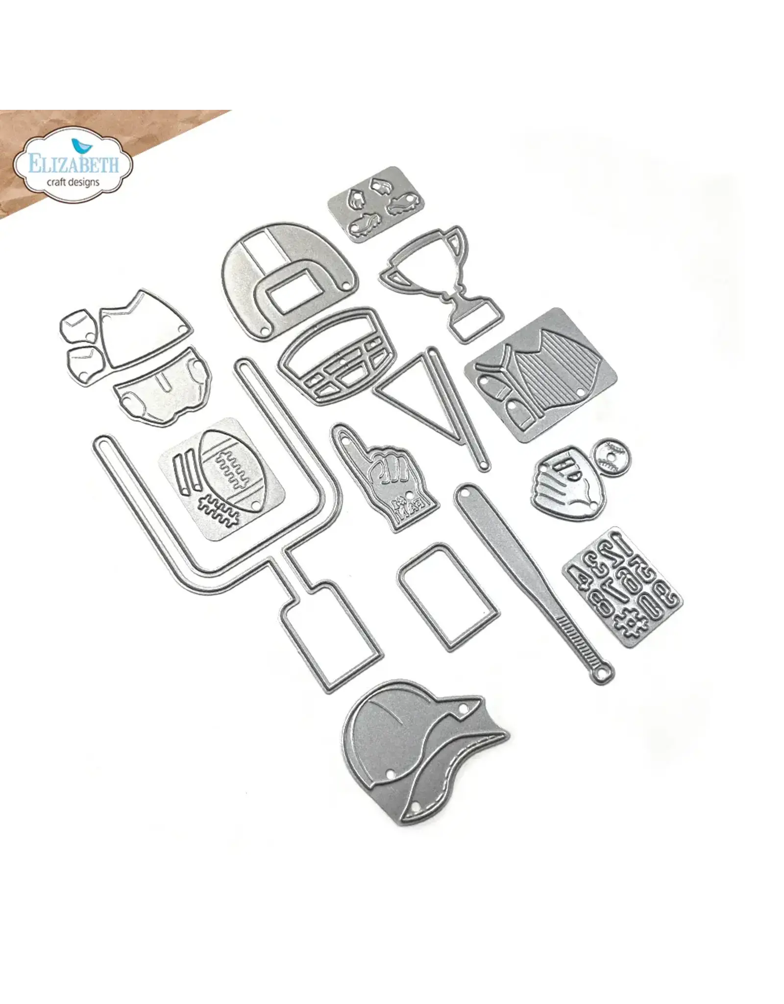 ELIZABETH CRAFT DESIGNS ELIZABETH CRAFT DESIGNS CUTE & WHIMSICAL GOOD TIMES BY JOSET VAN DE BURGT FOOTBALL/BASEBALL ACCESSORIES DIE SET