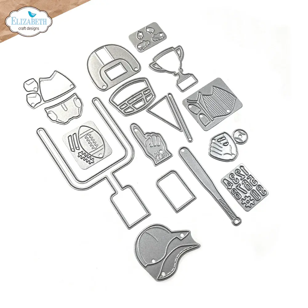 ELIZABETH CRAFT DESIGNS ELIZABETH CRAFT DESIGNS CUTE & WHIMSICAL GOOD TIMES BY JOSET VAN DE BURGT FOOTBALL/BASEBALL ACCESSORIES DIE SET
