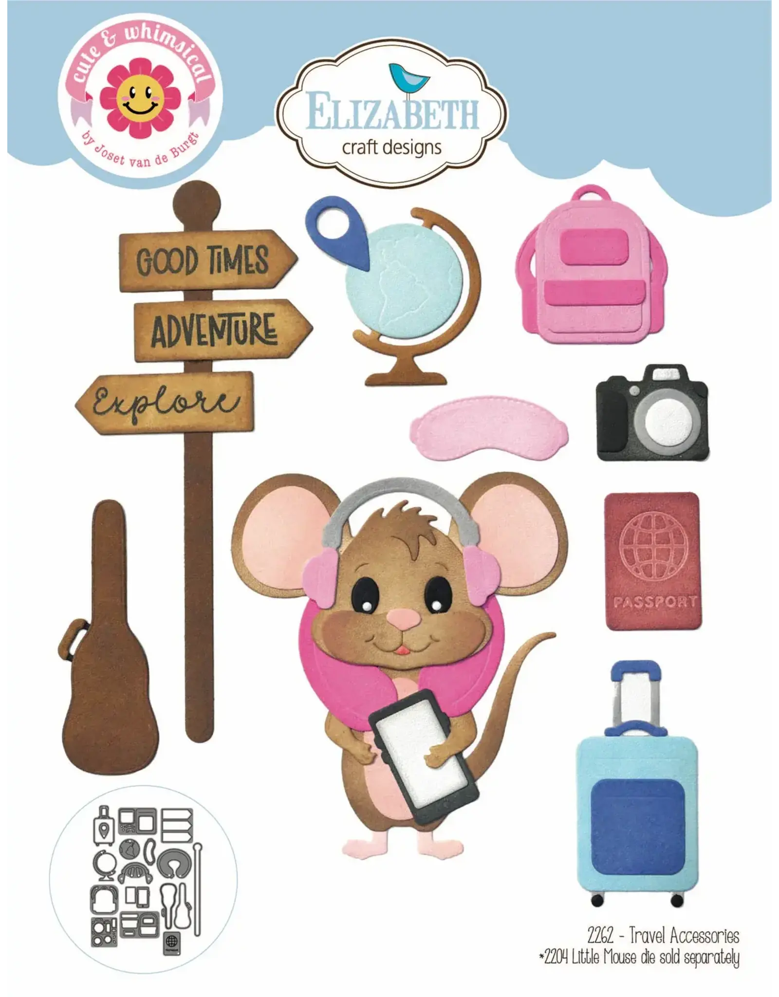ELIZABETH CRAFT DESIGNS ELIZABETH CRAFT DESIGNS CUTE & WHIMSICAL GOOD TIMES BY JOSET VAN DE BURGT TRAVEL ACCESSORIES DIE SET