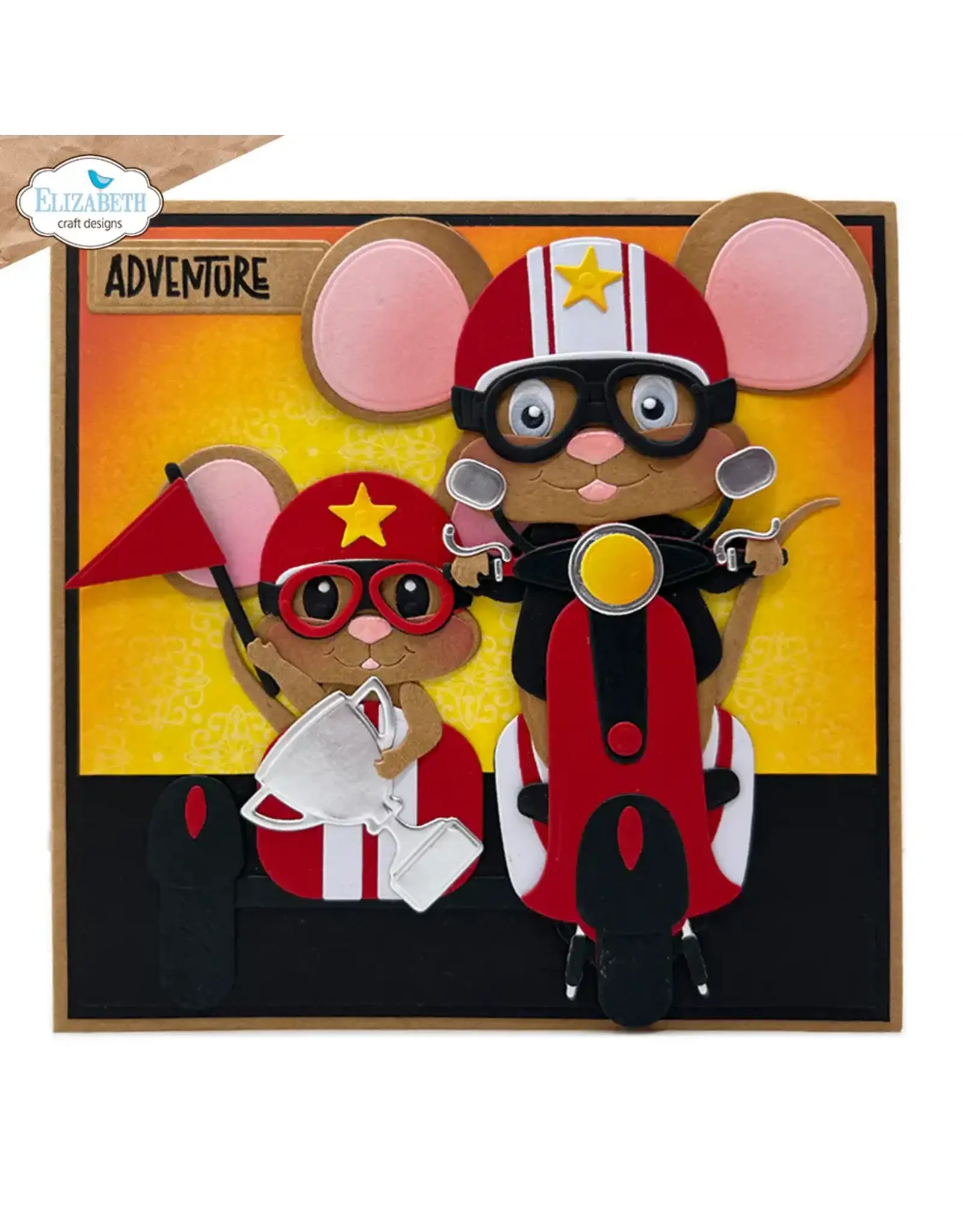 ELIZABETH CRAFT DESIGNS ELIZABETH CRAFT DESIGNS CUTE & WHIMSICAL GOOD TIMES BY JOSET VAN DE BURGT SCOOTER WITH SIDECAR DIE SET