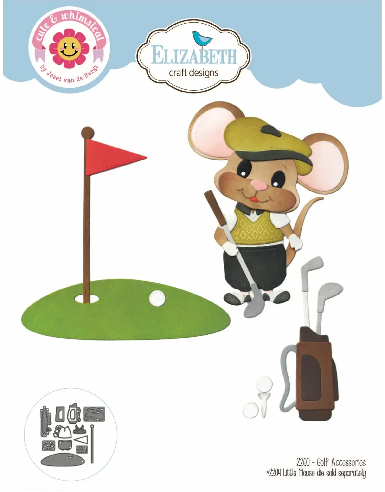 ELIZABETH CRAFT DESIGNS ELIZABETH CRAFT DESIGNS CUTE & WHIMSICAL GOOD TIMES BY JOSET VAN DE BURGT GOLF ACCESSORIES DIE SET