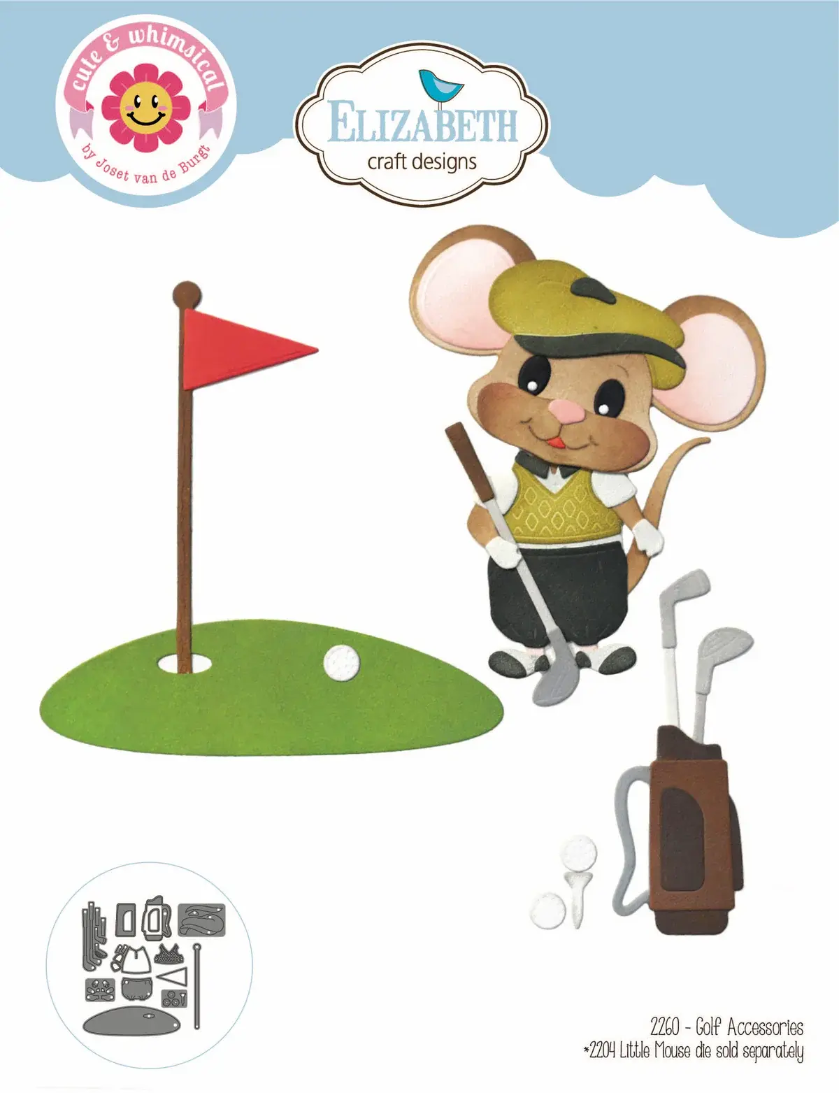 ELIZABETH CRAFT DESIGNS ELIZABETH CRAFT DESIGNS CUTE & WHIMSICAL GOOD TIMES BY JOSET VAN DE BURGT GOLF ACCESSORIES DIE SET