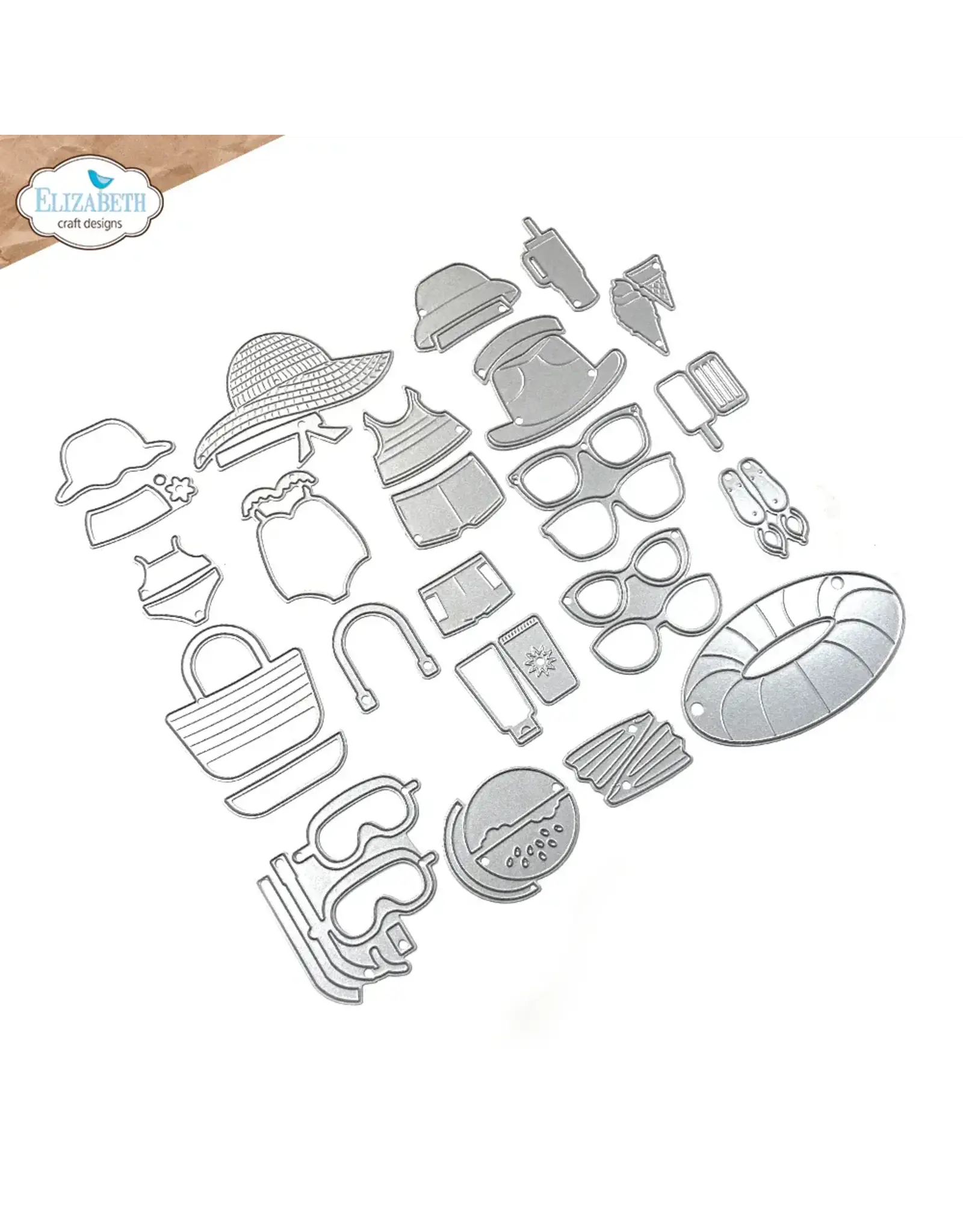 ELIZABETH CRAFT DESIGNS ELIZABETH CRAFT DESIGNS CUTE & WHIMSICAL GOOD TIMES BY JOSET VAN DE BURGT BEACH ACCESSORIES DIE SET