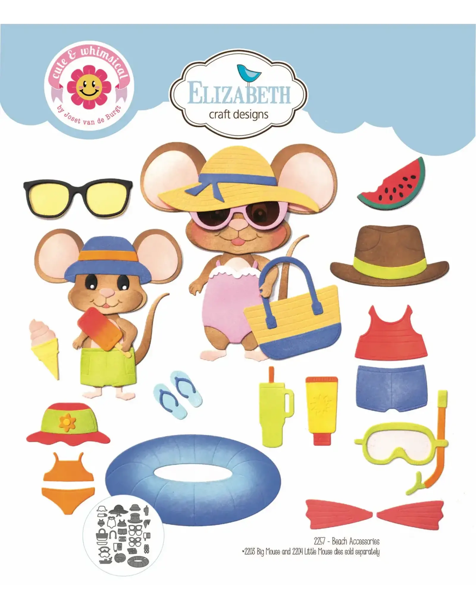 ELIZABETH CRAFT DESIGNS ELIZABETH CRAFT DESIGNS CUTE & WHIMSICAL GOOD TIMES BY JOSET VAN DE BURGT BEACH ACCESSORIES DIE SET