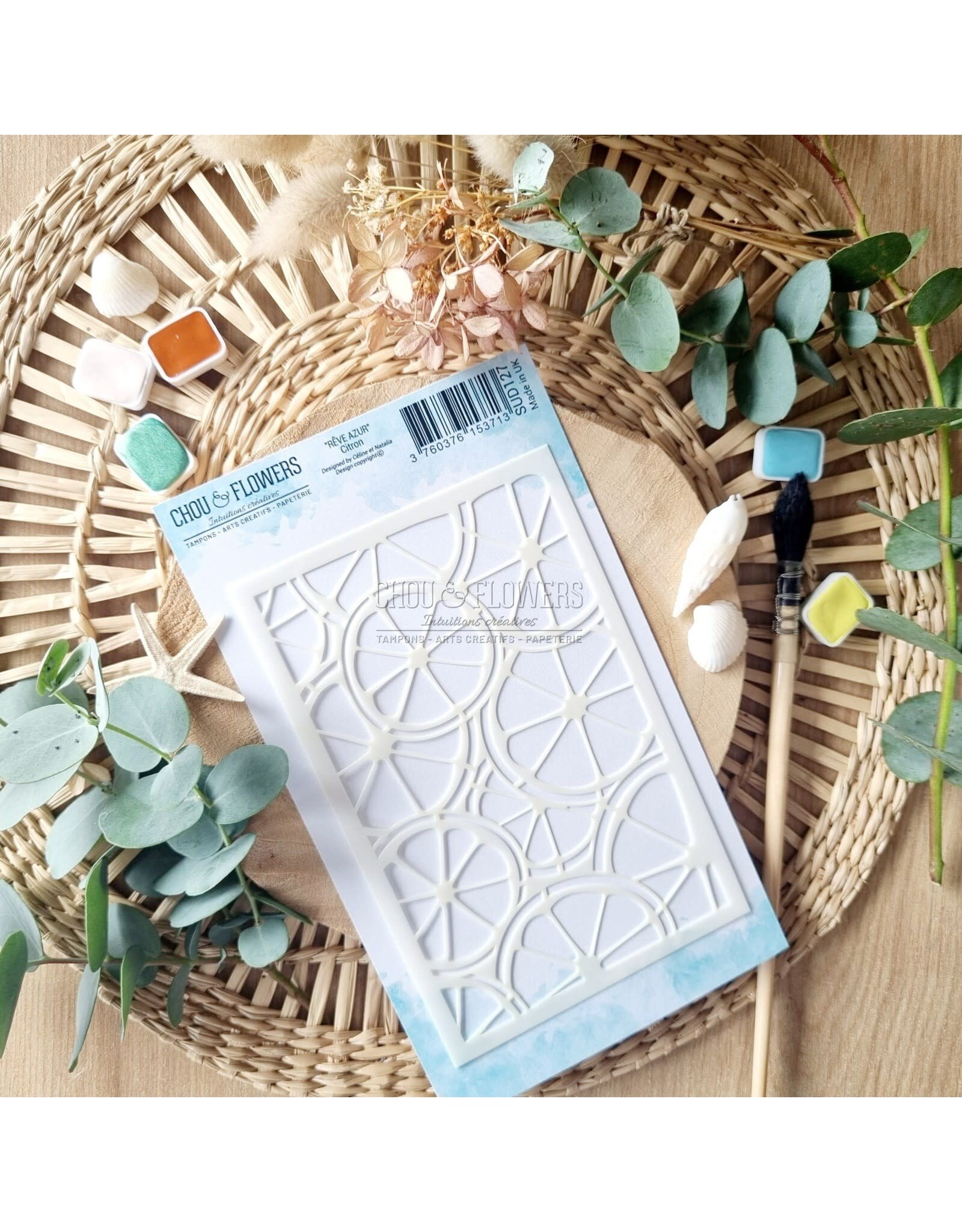 CHOU & FLOWERS CHOU & FLOWERS COLLECTION RÊVE AZUR LES POCHOIRS A6 CITRON