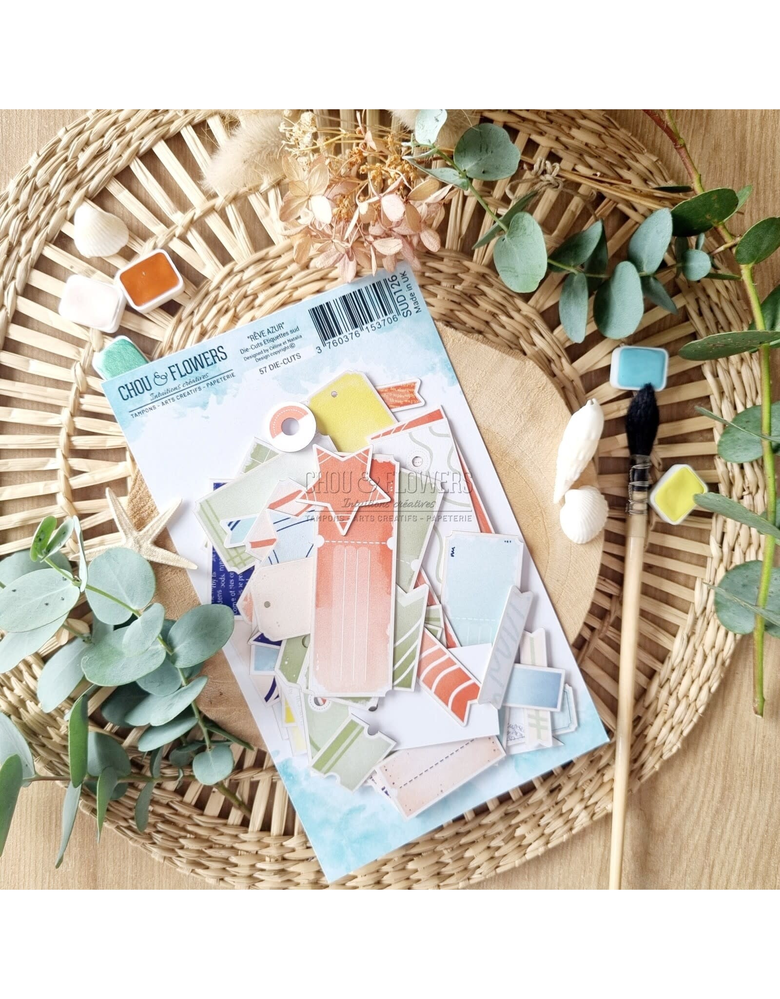 CHOU & FLOWERS CHOU & FLOWERS COLLECTION RÊVE AZUR ETIQUETTES SUD DIE-CUTS