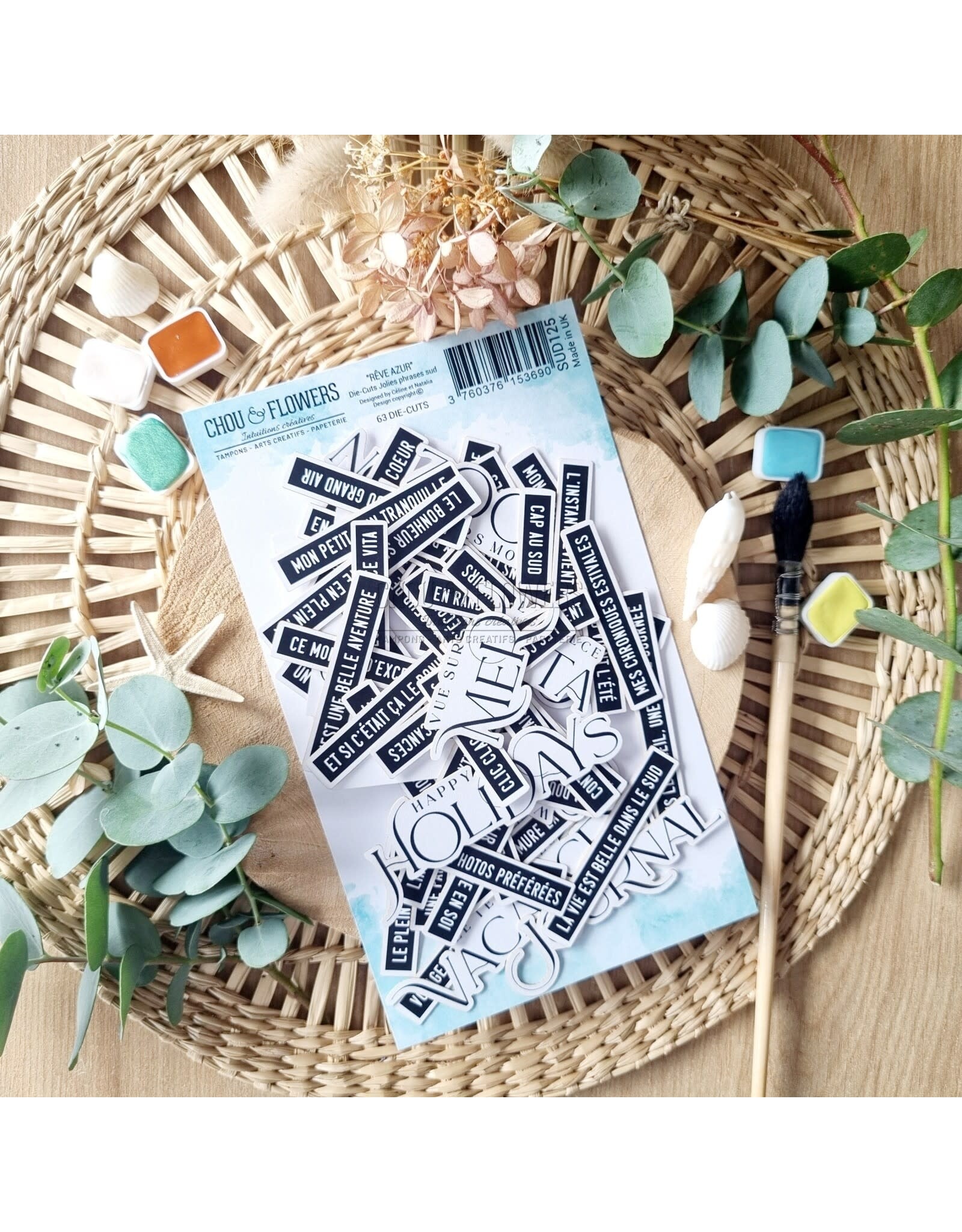 CHOU & FLOWERS CHOU & FLOWERS COLLECTION RÊVE AZUR JOLIES PHRASES SUD DIE-CUTS