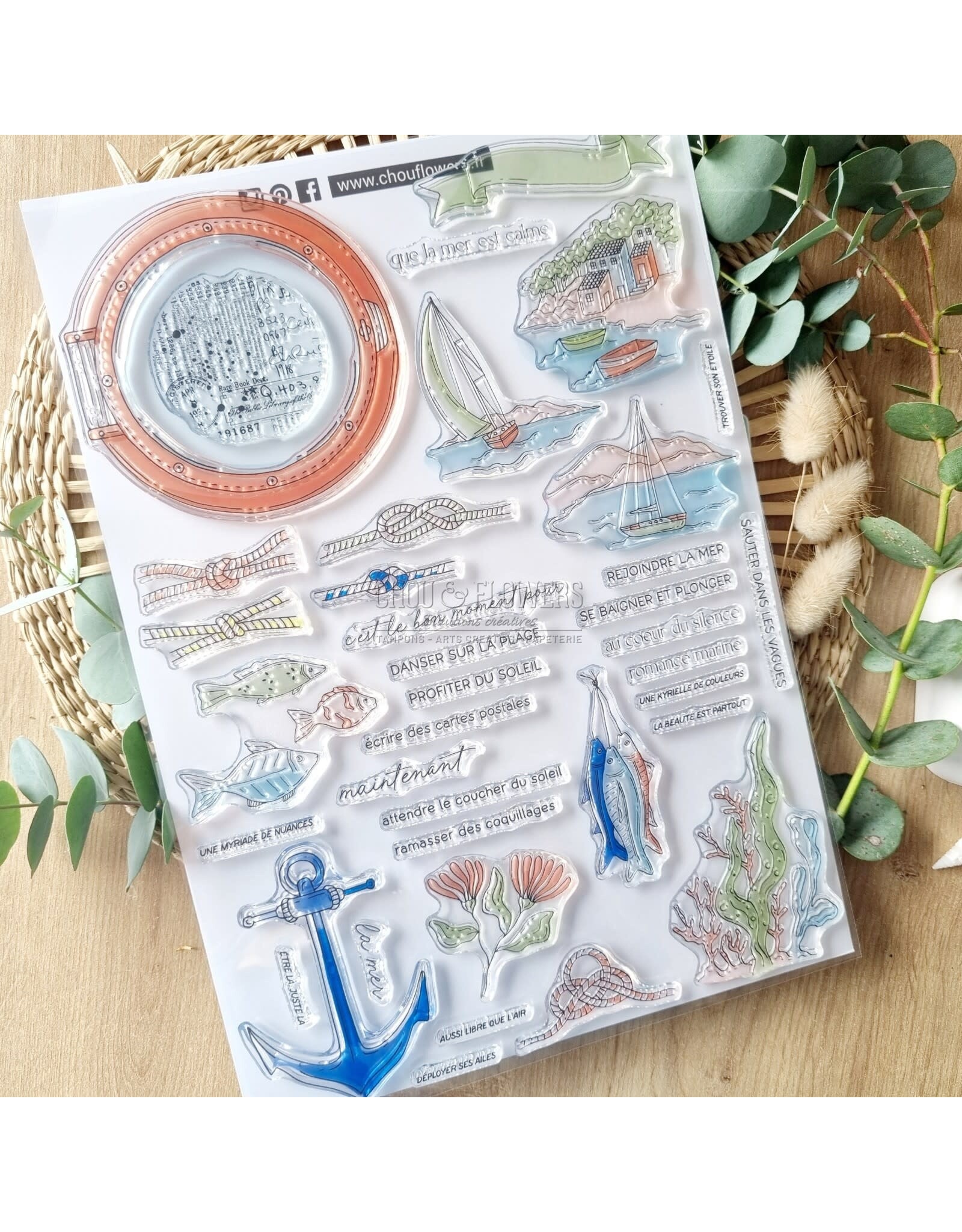 CHOU & FLOWERS CHOU & FLOWERS COLLECTION RÊVE AZUR LE HUBLOT A4 CLEAR STAMP SET