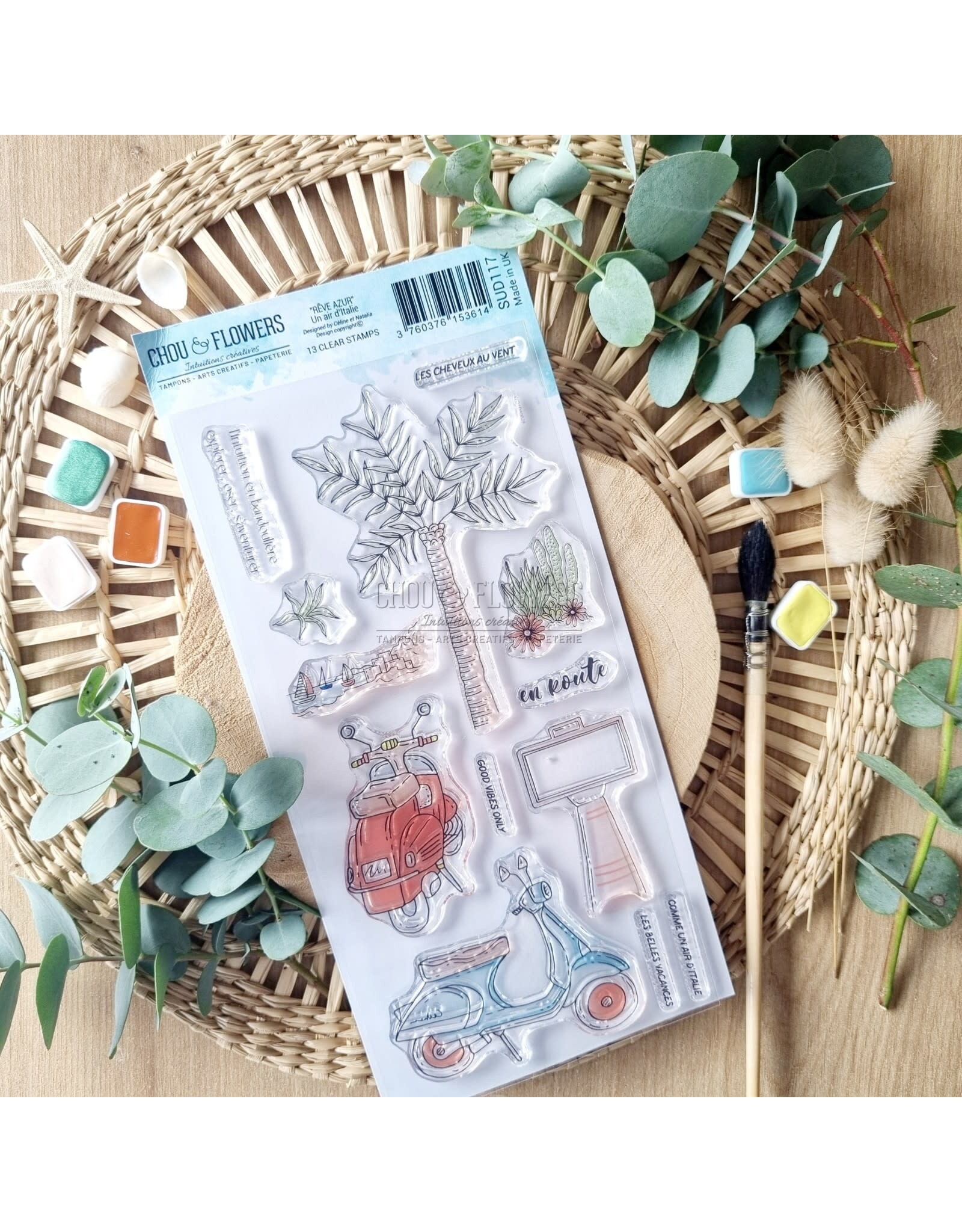 CHOU & FLOWERS CHOU & FLOWERS COLLECTION RÊVE AZUR UN AIR D'ITALIE DL CLEAR STAMP SET