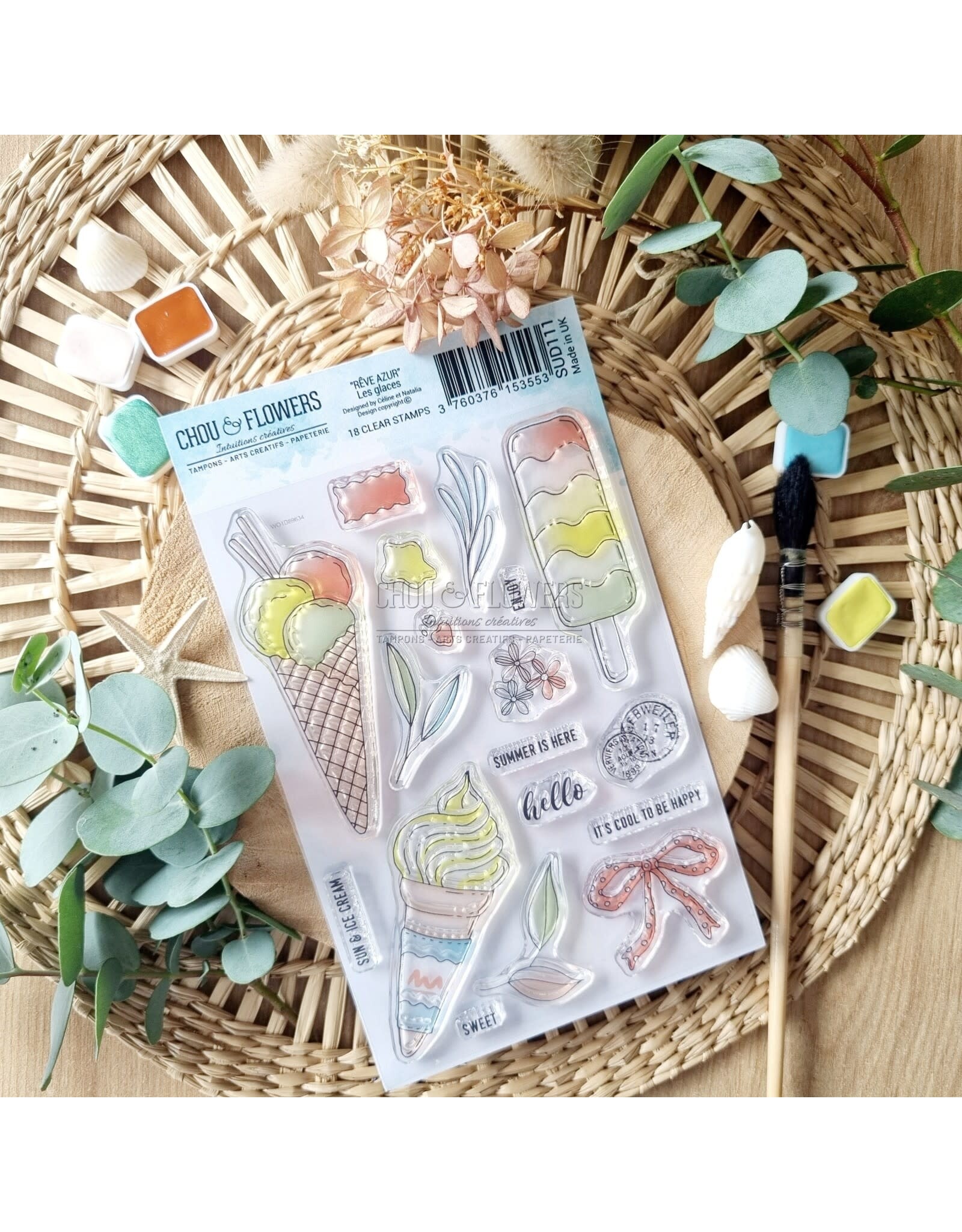 CHOU & FLOWERS CHOU & FLOWERS COLLECTION RÊVE AZUR LES GLACES A6 CLEAR STAMP SET