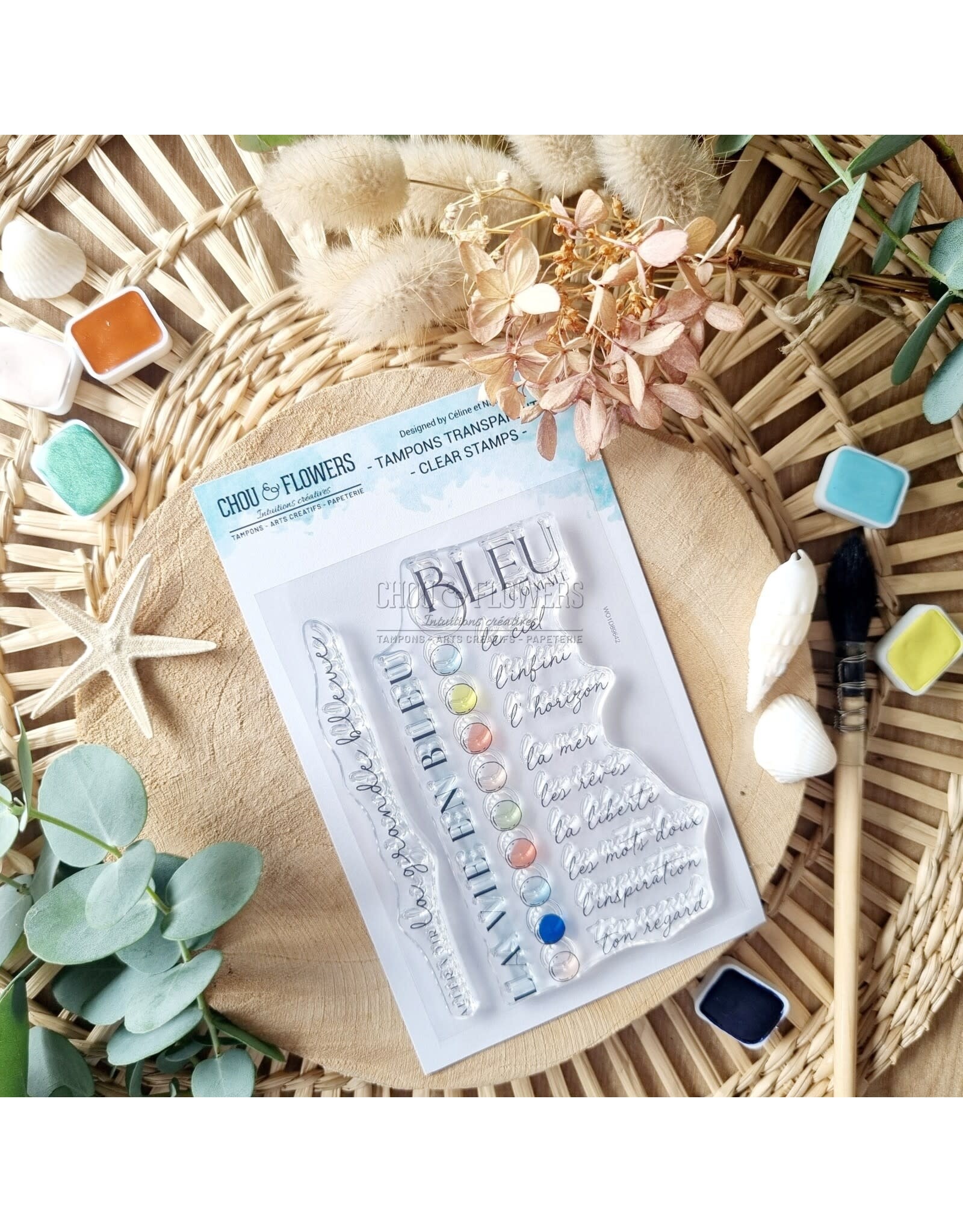 CHOU & FLOWERS CHOU & FLOWERS COLLECTION RÊVE AZUR BLEU COMME A7 CLEAR STAMP