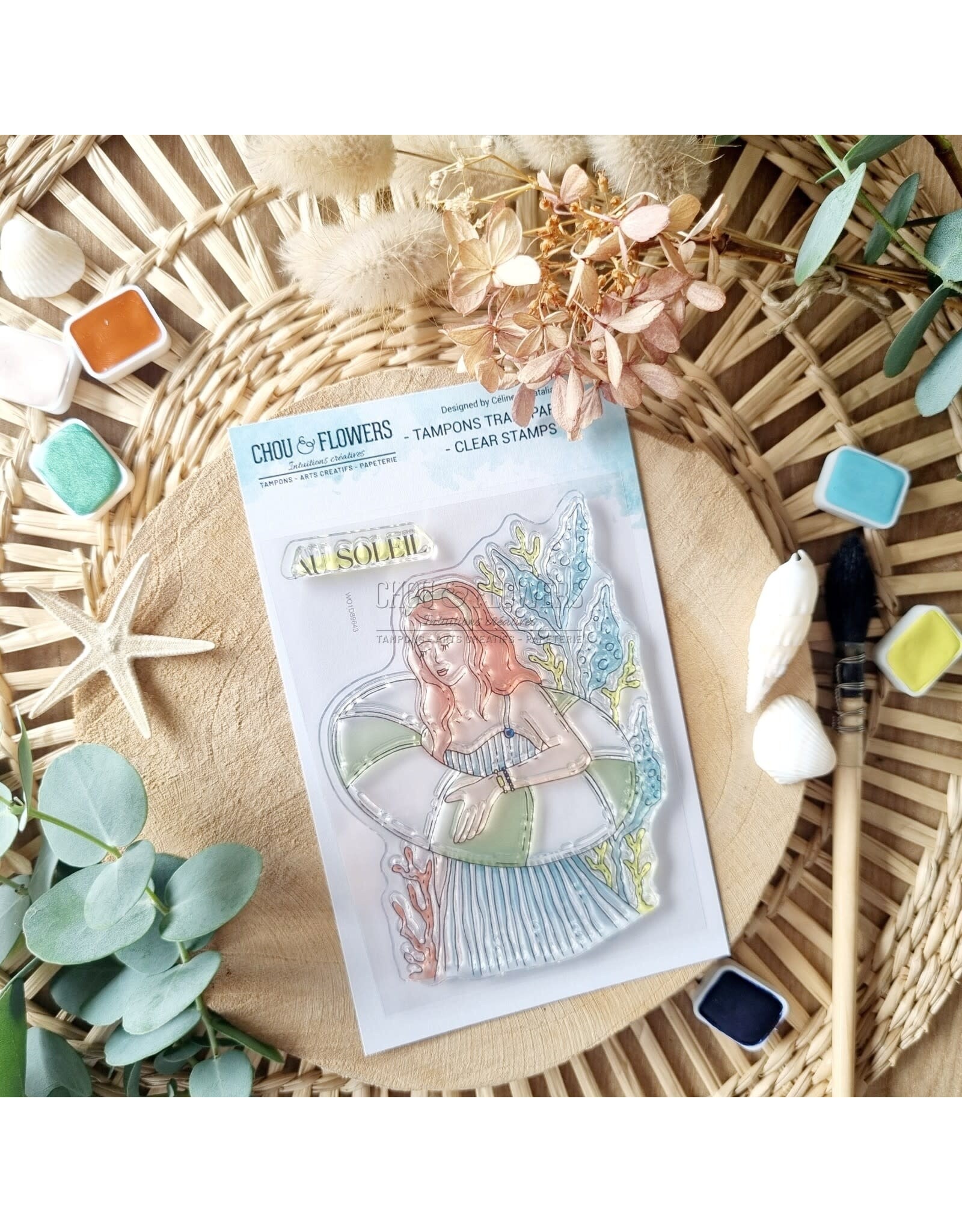 CHOU & FLOWERS CHOU & FLOWERS COLLECTION RÊVE AZUR FILLE AU SOLEIL A7 CLEAR STAMP