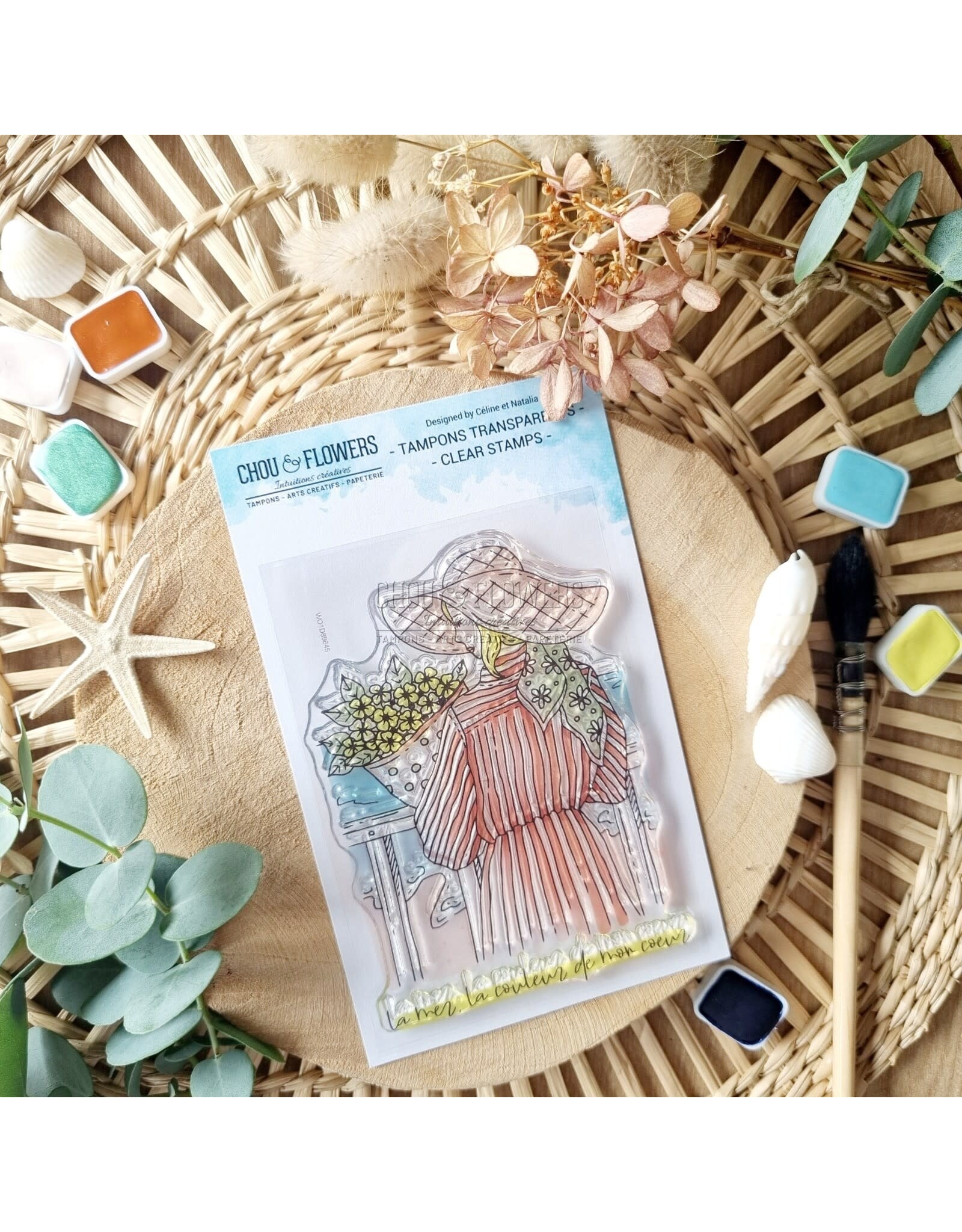 CHOU & FLOWERS CHOU & FLOWERS COLLECTION RÊVE AZUR FILLE BORD DE MER A7 CLEAR STAMP