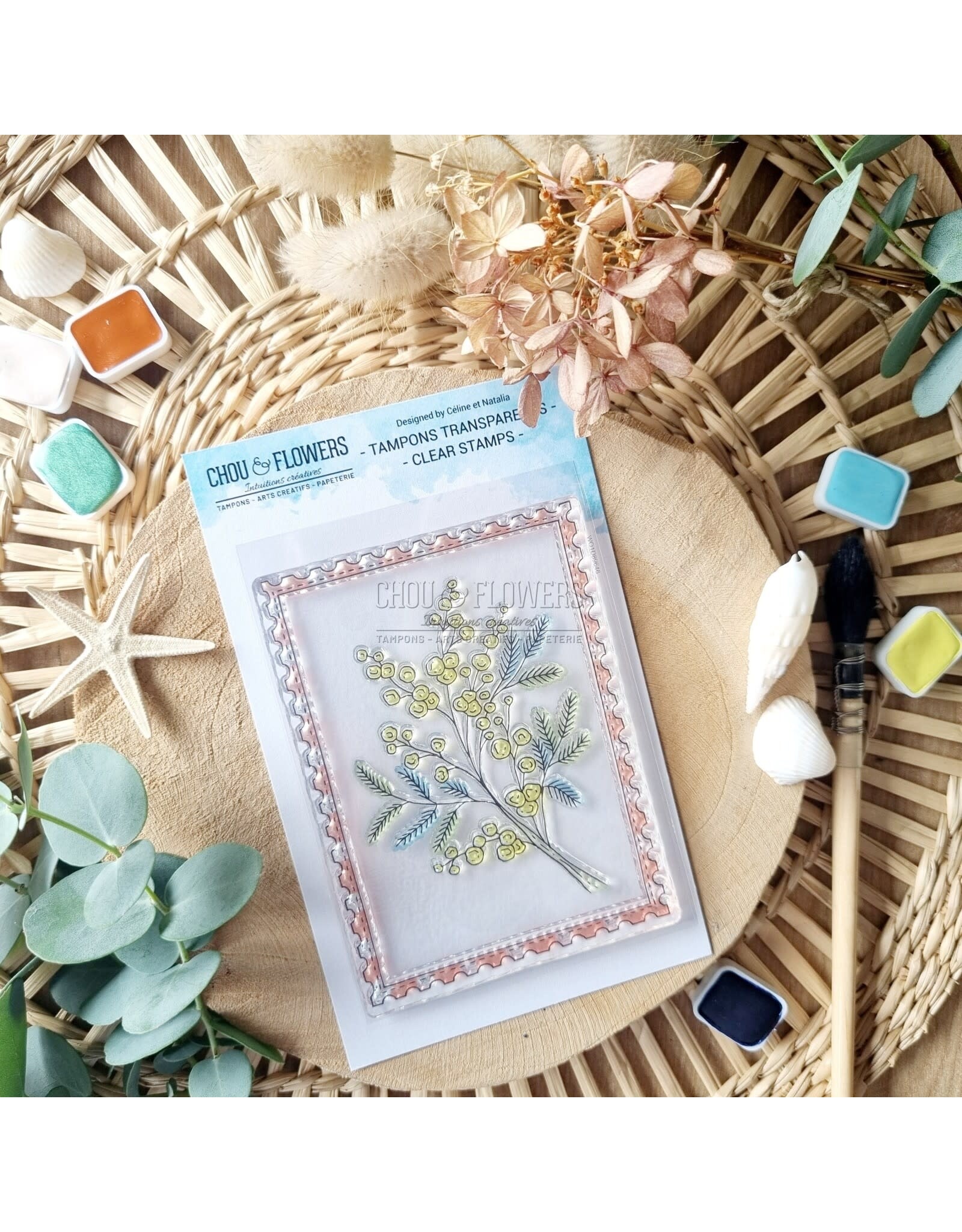CHOU & FLOWERS CHOU & FLOWERS COLLECTION RÊVE AZUR MIMOSA A7 CLEAR STAMP