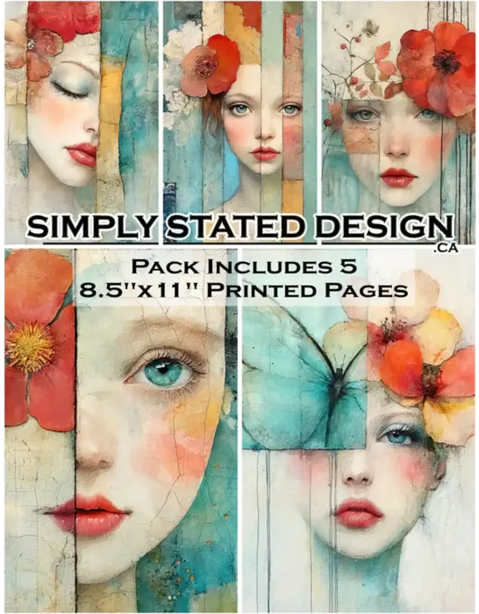 SIMPLY STATED SIMPLY STATED AQUA BLOOM PORTRAITS 8.5x11 PAPER PACK